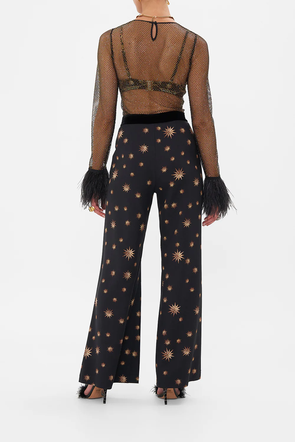 CRYSTAL MESH TOP WITH FEATHERS SOUL OF A STAR GAZER - Image 2