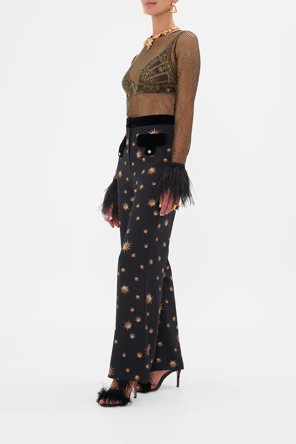 CRYSTAL MESH TOP WITH FEATHERS SOUL OF A STAR GAZER - Image 4