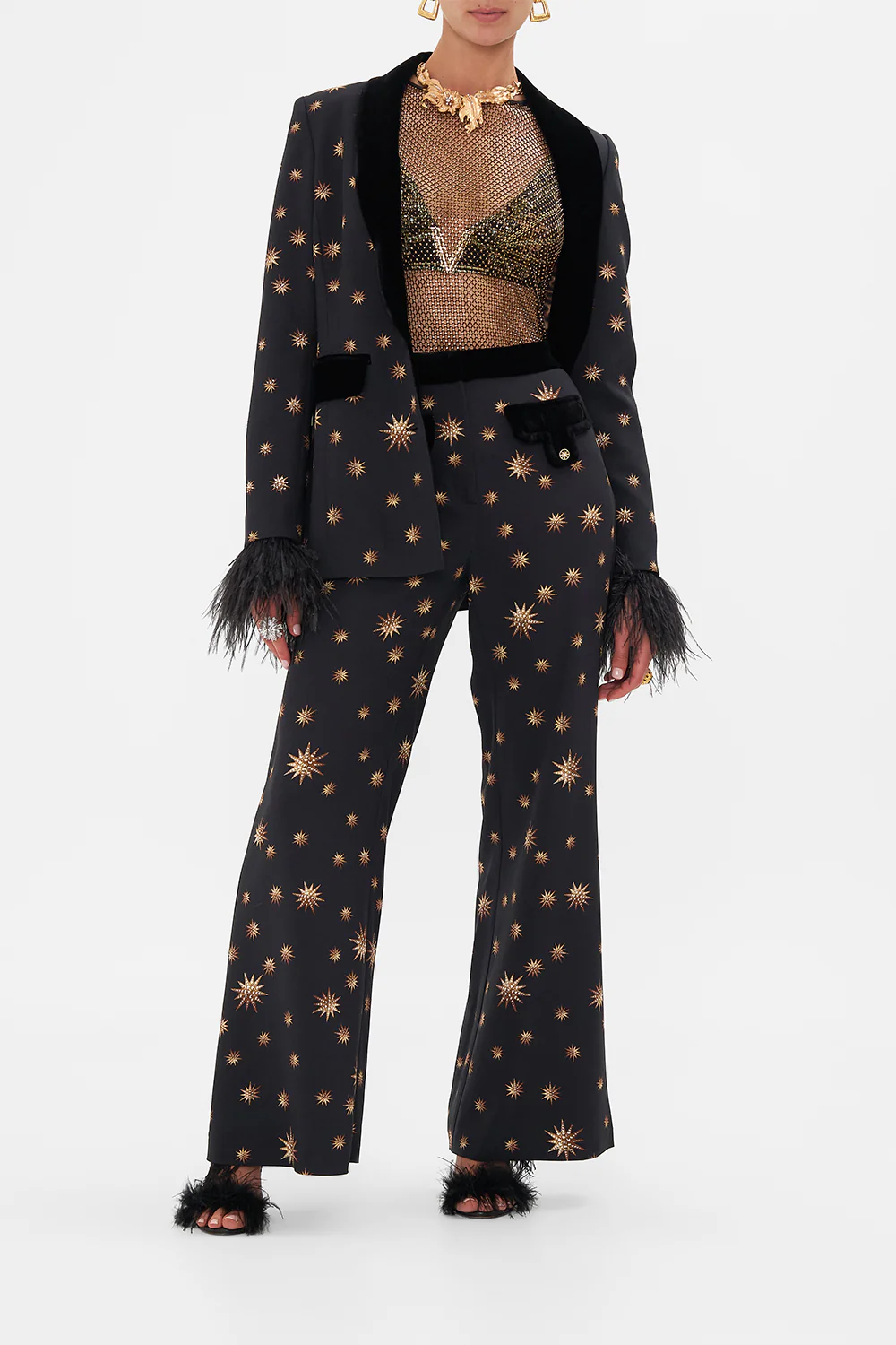 CRYSTAL MESH TOP WITH FEATHERS SOUL OF A STAR GAZER - Image 7