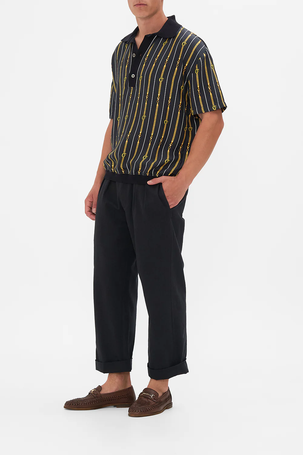 WOVEN SHORT SLEEVE POLO SHIRT COAST TO COAST - Image 4