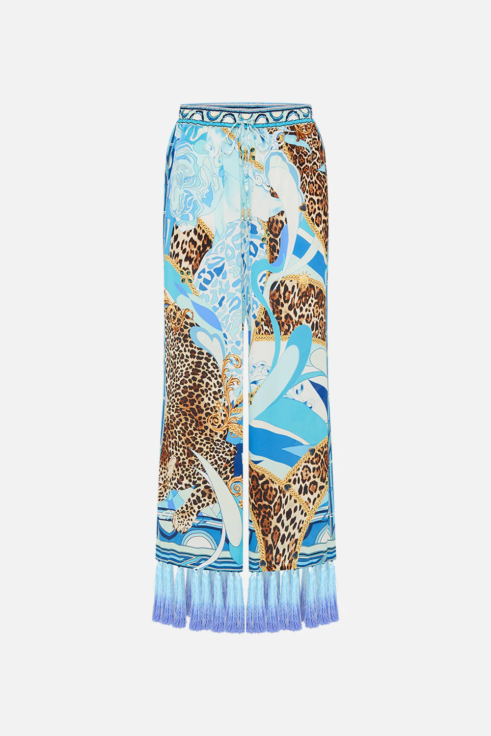 CROPPED LOUNGE PANT WITH OMBRE SILK TASSELS SKY CHEETAH - Image 3