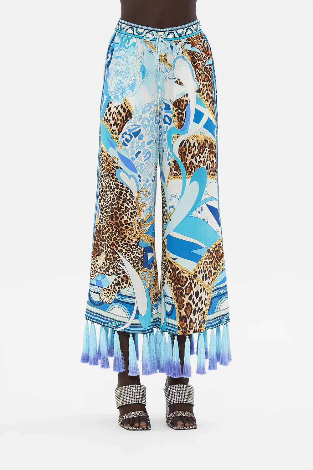 CROPPED LOUNGE PANT WITH OMBRE SILK TASSELS SKY CHEETAH - Image 5
