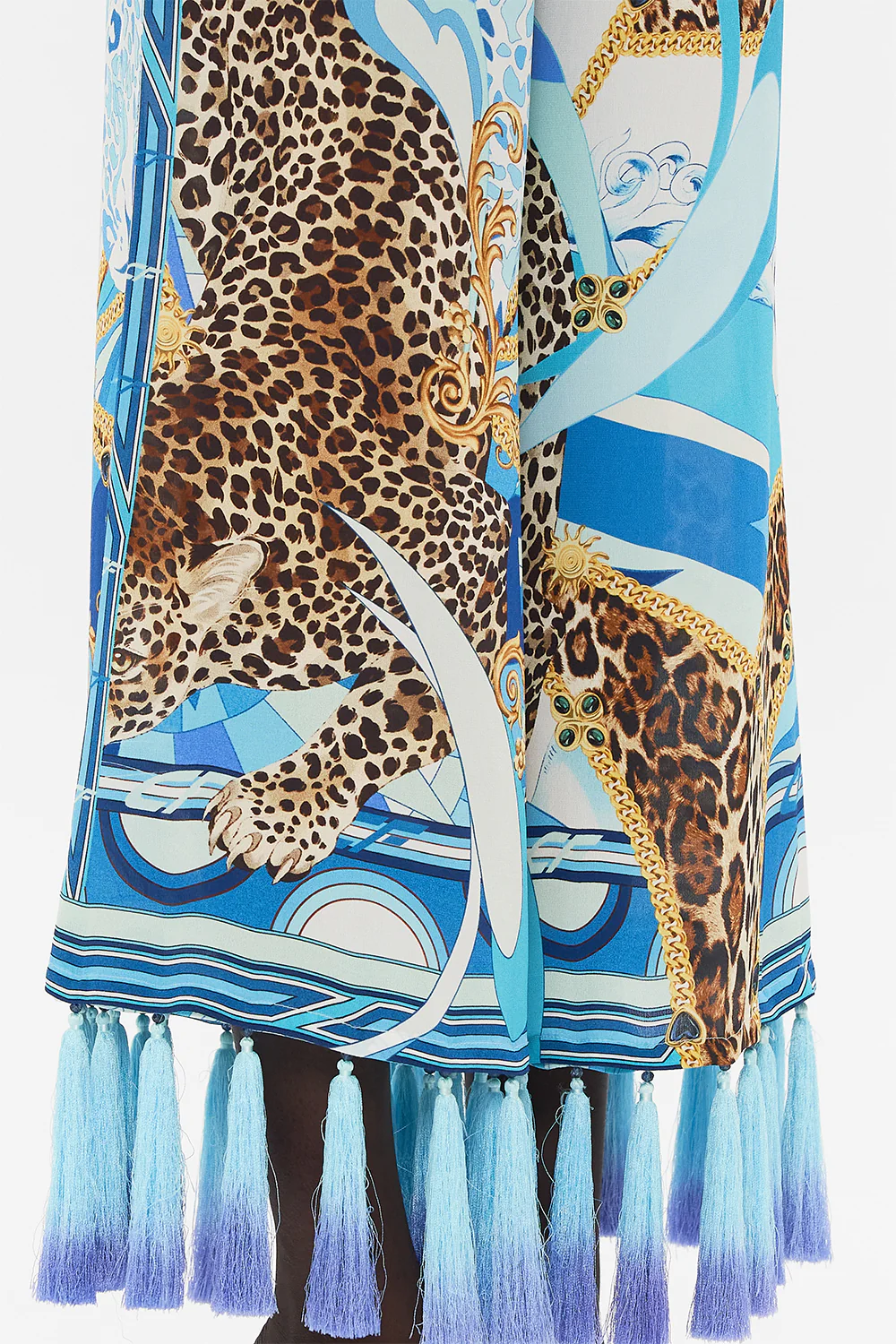 CROPPED LOUNGE PANT WITH OMBRE SILK TASSELS SKY CHEETAH - Image 6