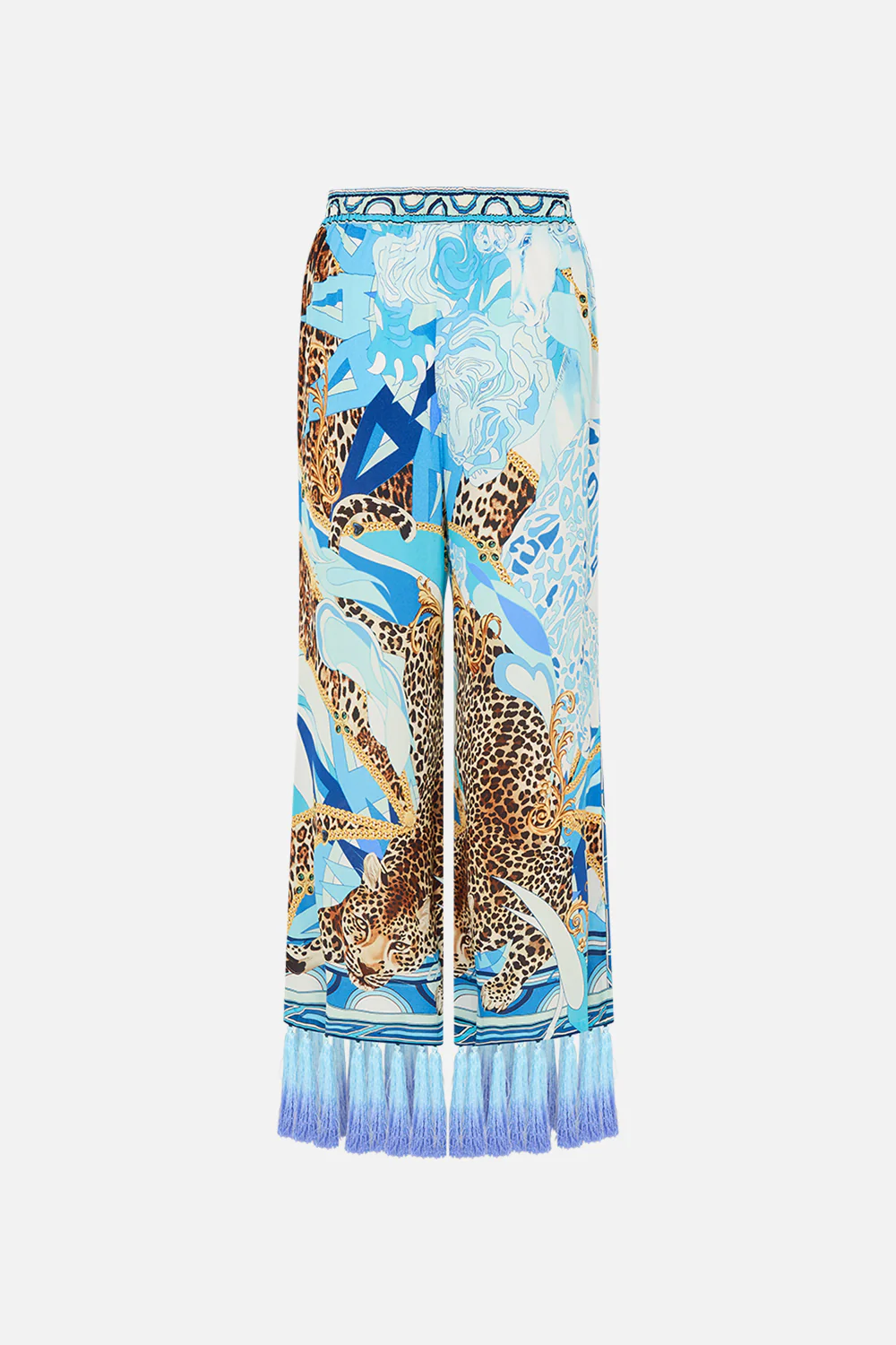 CROPPED LOUNGE PANT WITH OMBRE SILK TASSELS SKY CHEETAH - Image 7