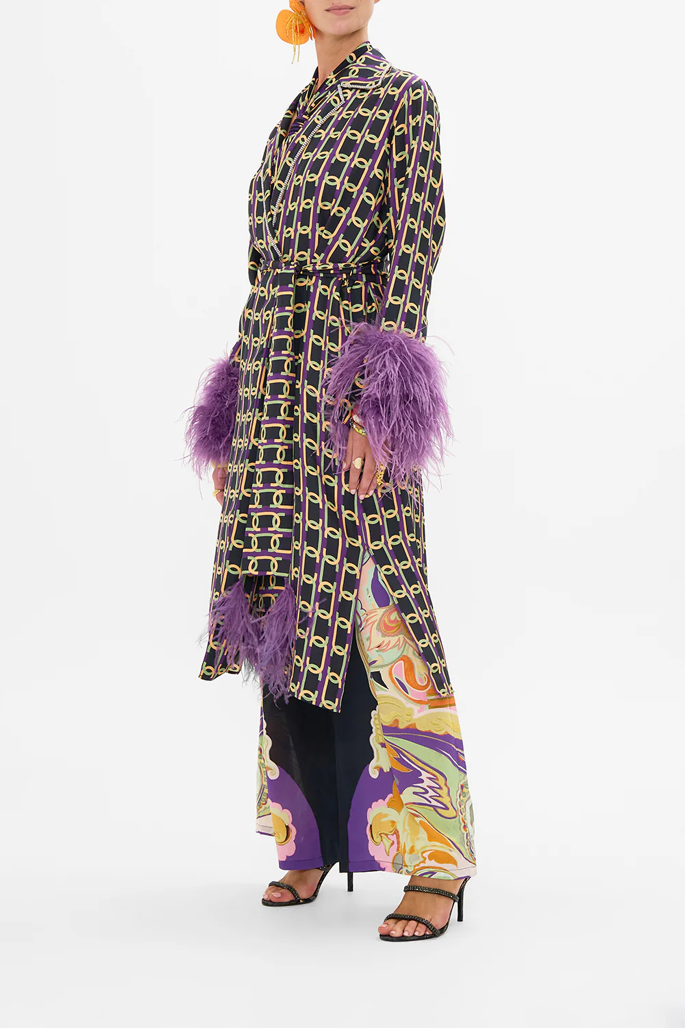 SPLIT CUFF SOFT COAT WITH FEATHERS FILM DIVA - Image 4