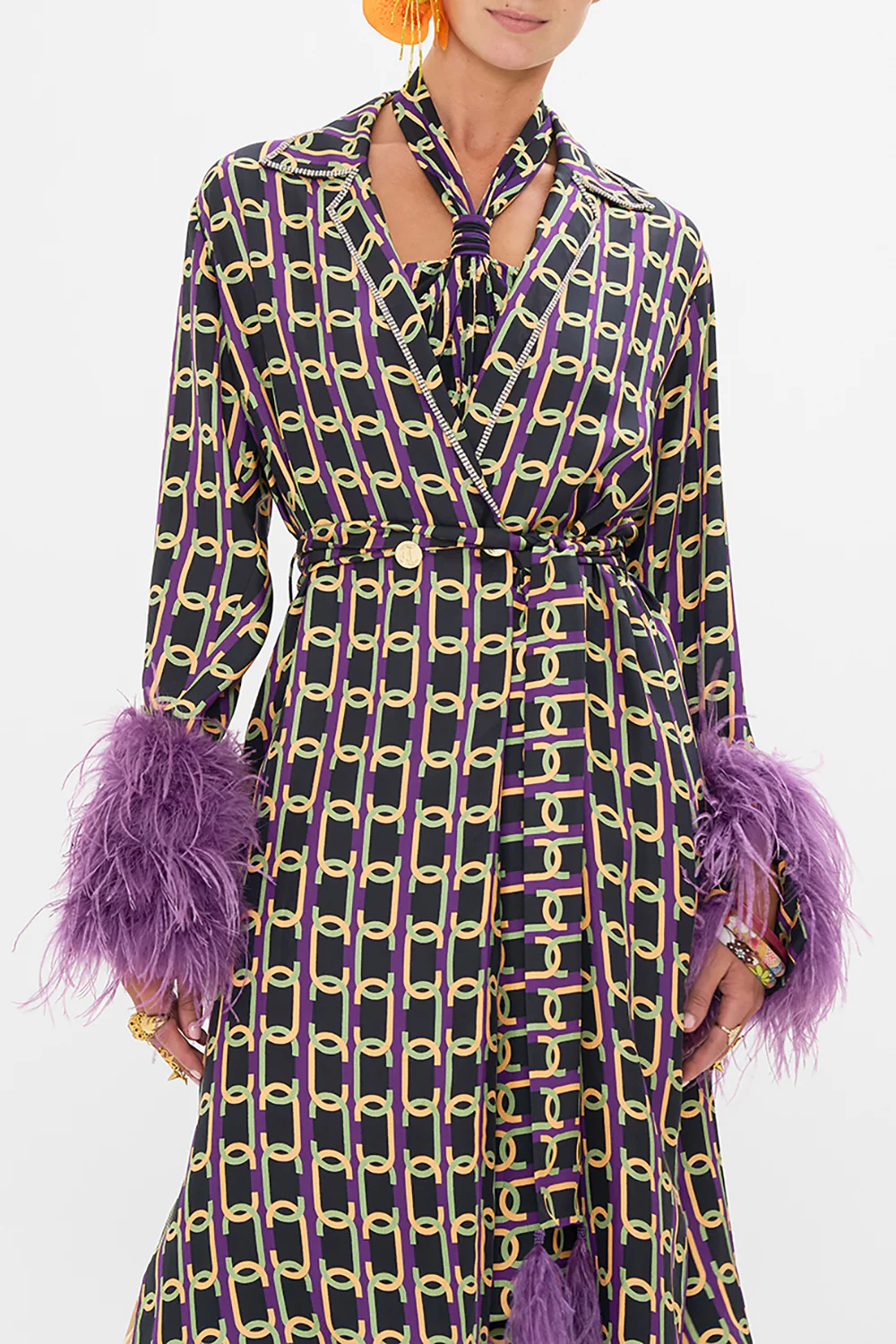 SPLIT CUFF SOFT COAT WITH FEATHERS FILM DIVA - Image 5