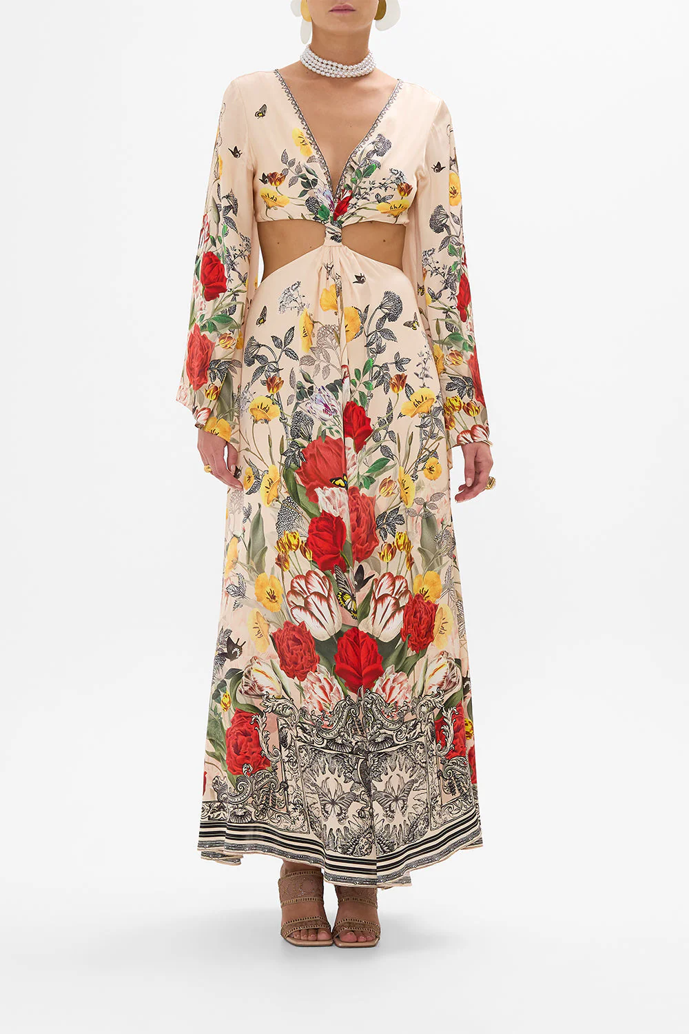 CUT OUT DRESS WITH KNOT FRONT ETCHED INTO ETERNITY