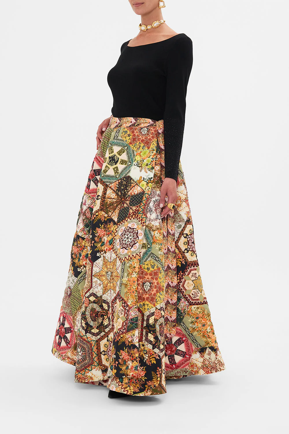 REVERSIBLE EMBROIDERED QUILTED WRAP SKIRT STITCHED IN TIME - Image 4