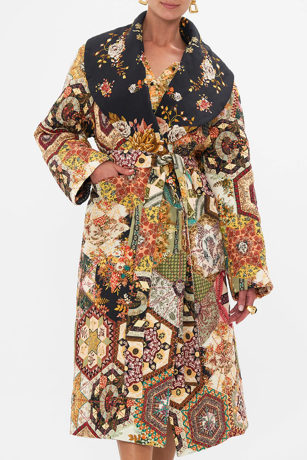 QUILTED LONG WRAP COAT STITCHED IN TIME - Image 5