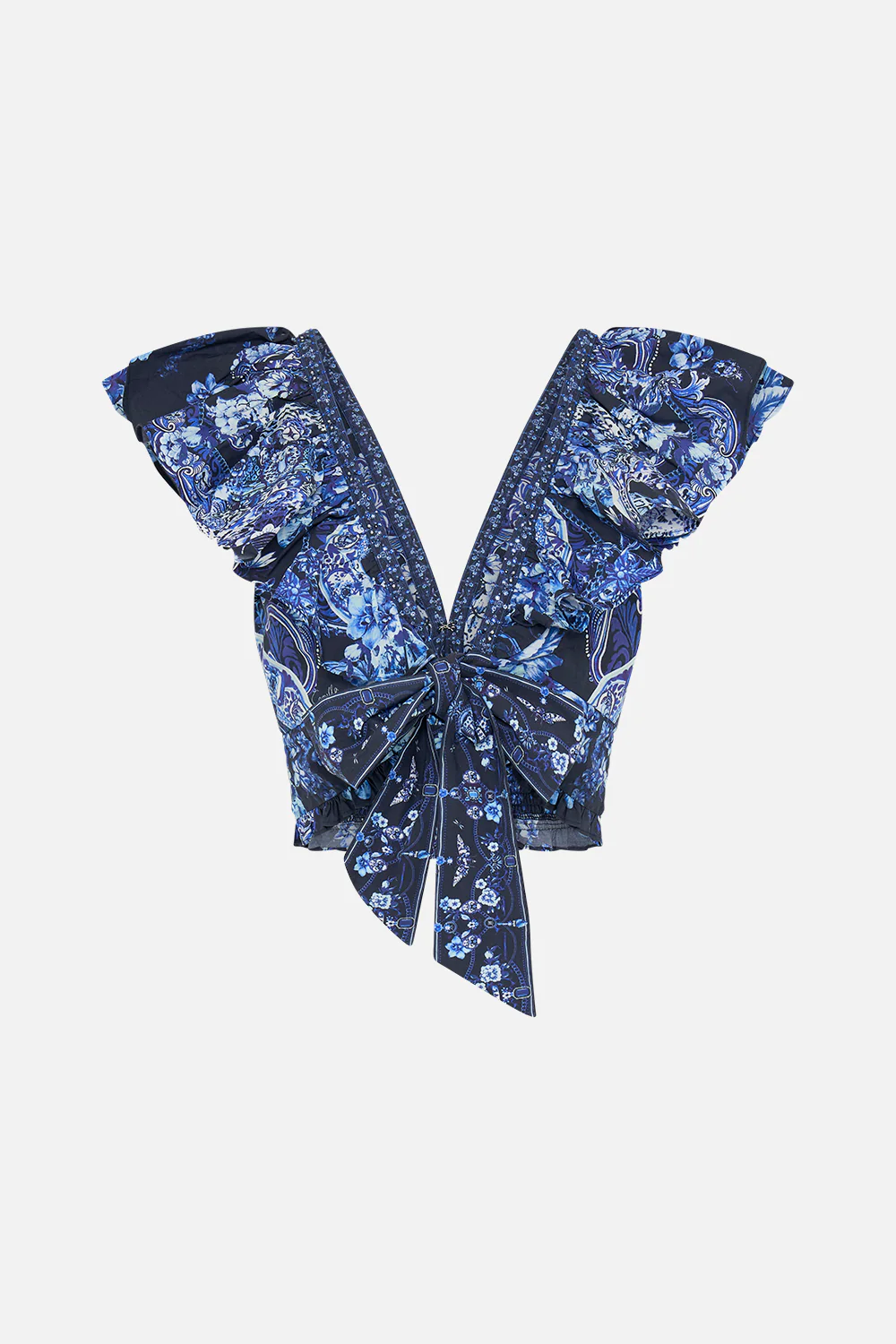 DEEP V FRILL SHORT SLEEVE TOP DELFT DYNASTY - Image 7
