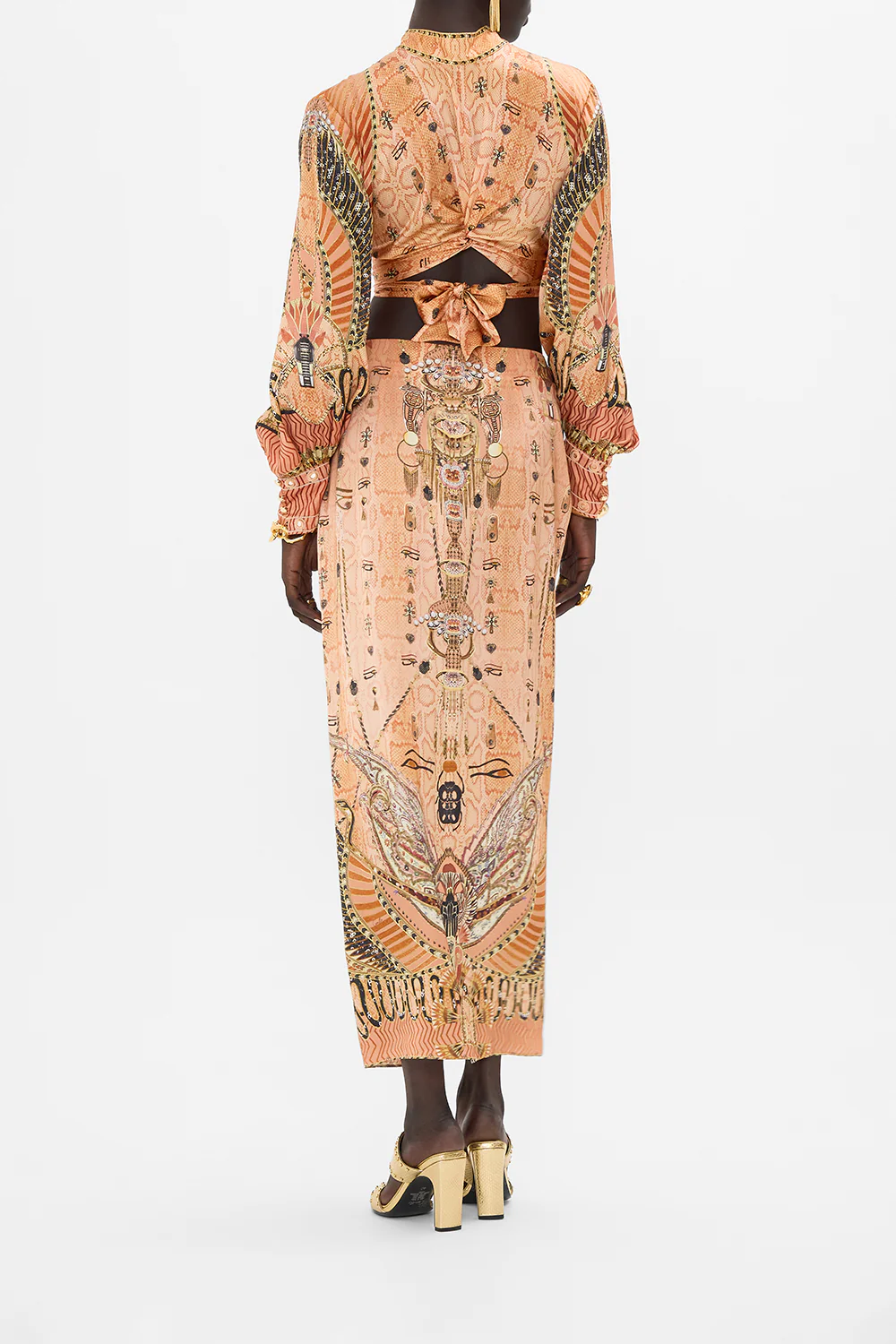 DRAPE FRONT SKIRT WITH SPLIT KINGDOM OF HEIROGLYPHS - Image 2