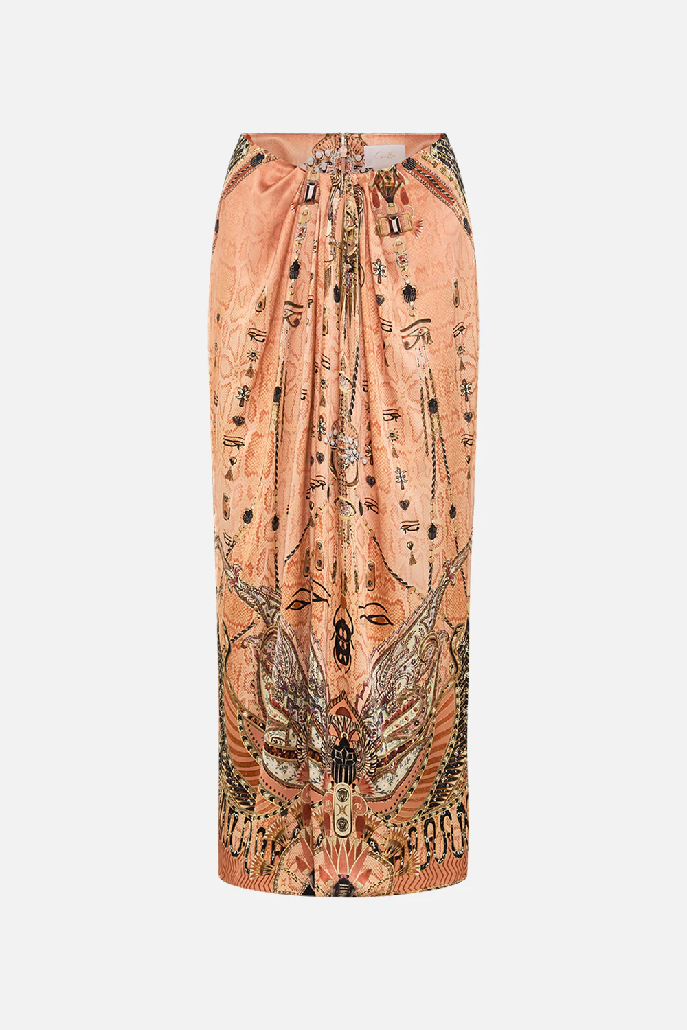 DRAPE FRONT SKIRT WITH SPLIT KINGDOM OF HEIROGLYPHS - Image 3