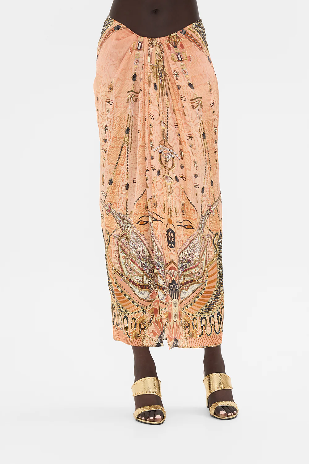 DRAPE FRONT SKIRT WITH SPLIT KINGDOM OF HEIROGLYPHS - Image 5