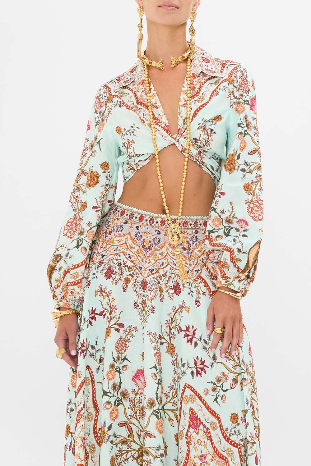 CROPPED WRAP SHIRT WEAVING WORLDS - Image 5
