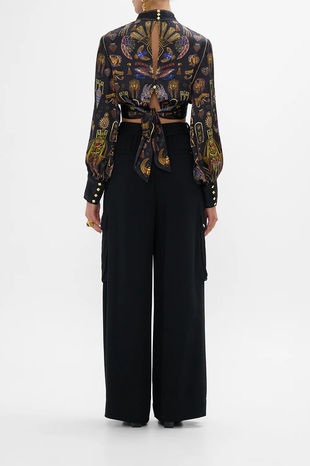 LONG SLEEVE HIGH NECK TOP WITH FRONT KNOT CARTOUCHE KINGDOM - Image 2