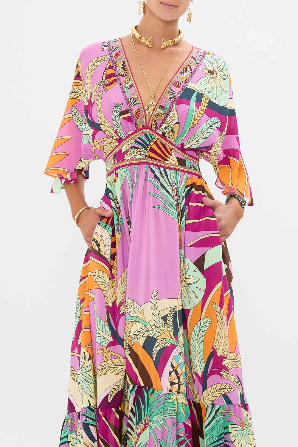 WAISTED DRESS WITH HEM RUFFLE GIZA GODDESS - Image 5