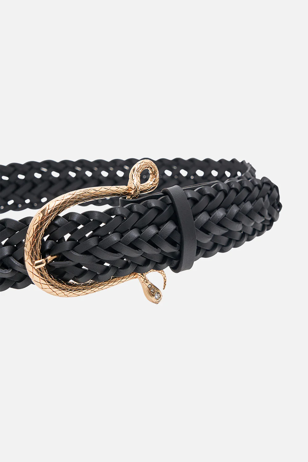 SNAKE BUCKLE BELT SOLID BLACK - Image 2