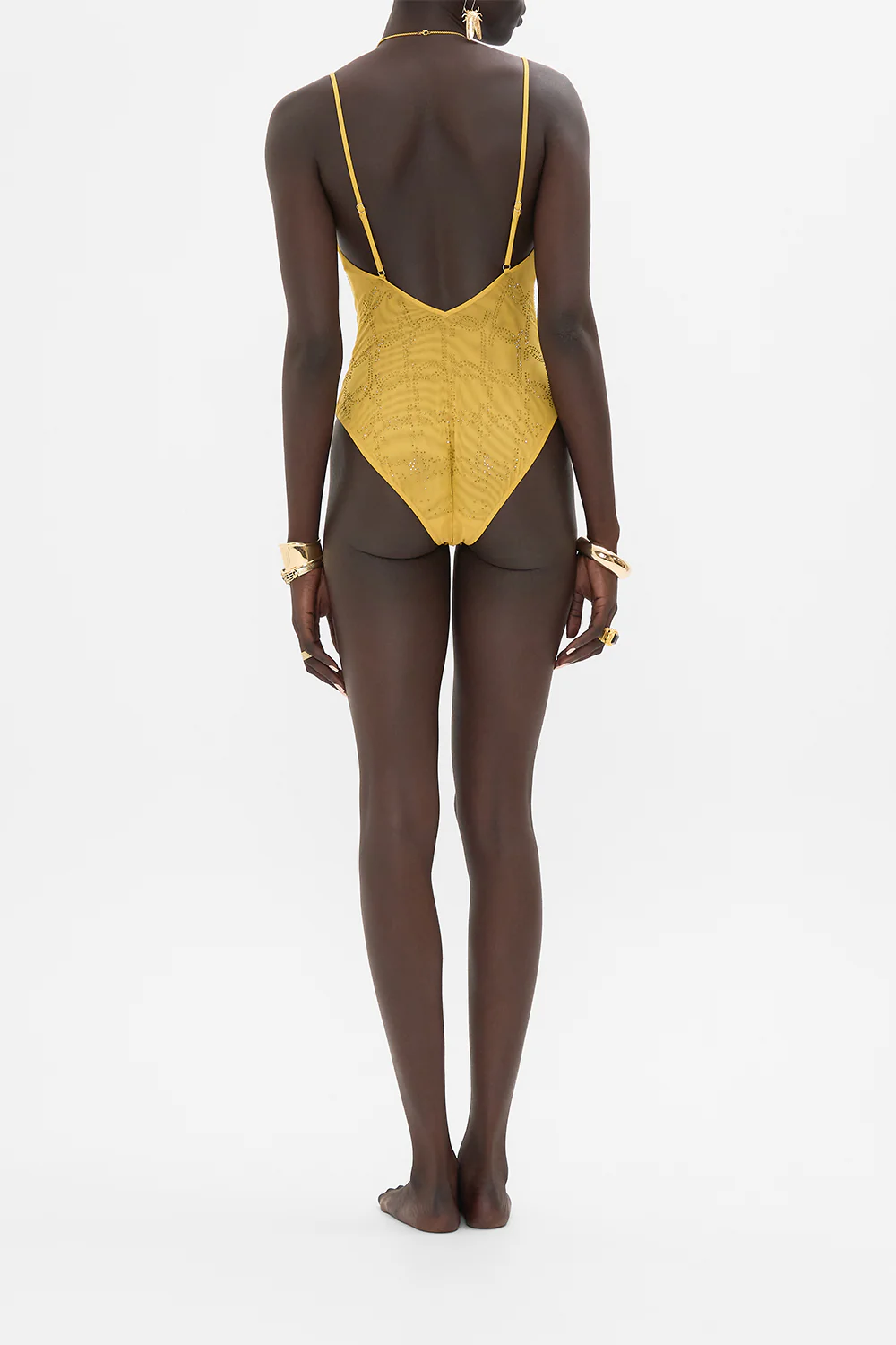 MESH TRI BODYSUIT GOLD - Image 2