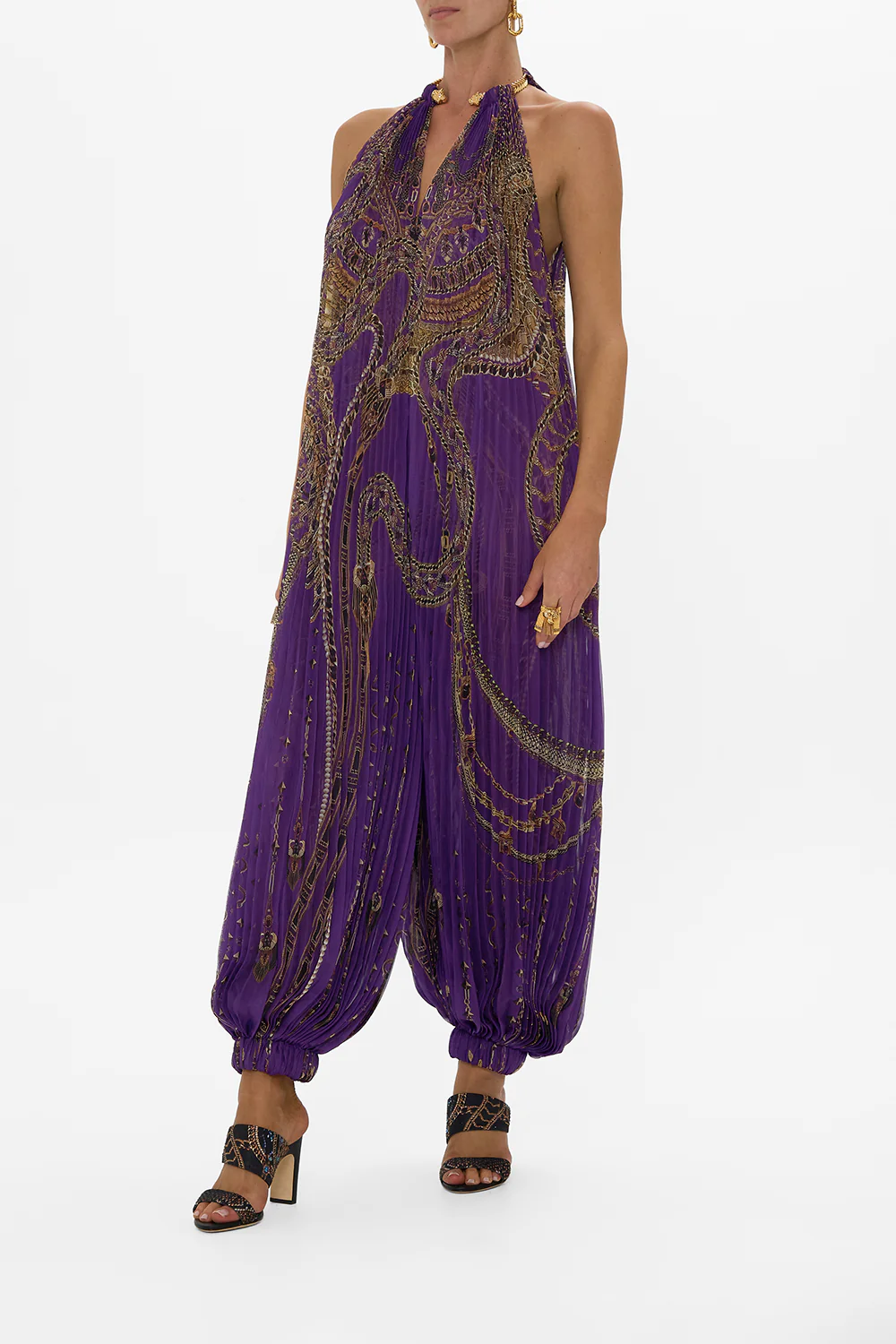 PLISSE JUMPSUIT WITH NECKPIECE LUXORLAND LADY - Image 4