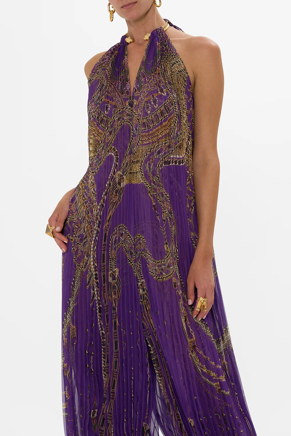 PLISSE JUMPSUIT WITH NECKPIECE LUXORLAND LADY - Image 5