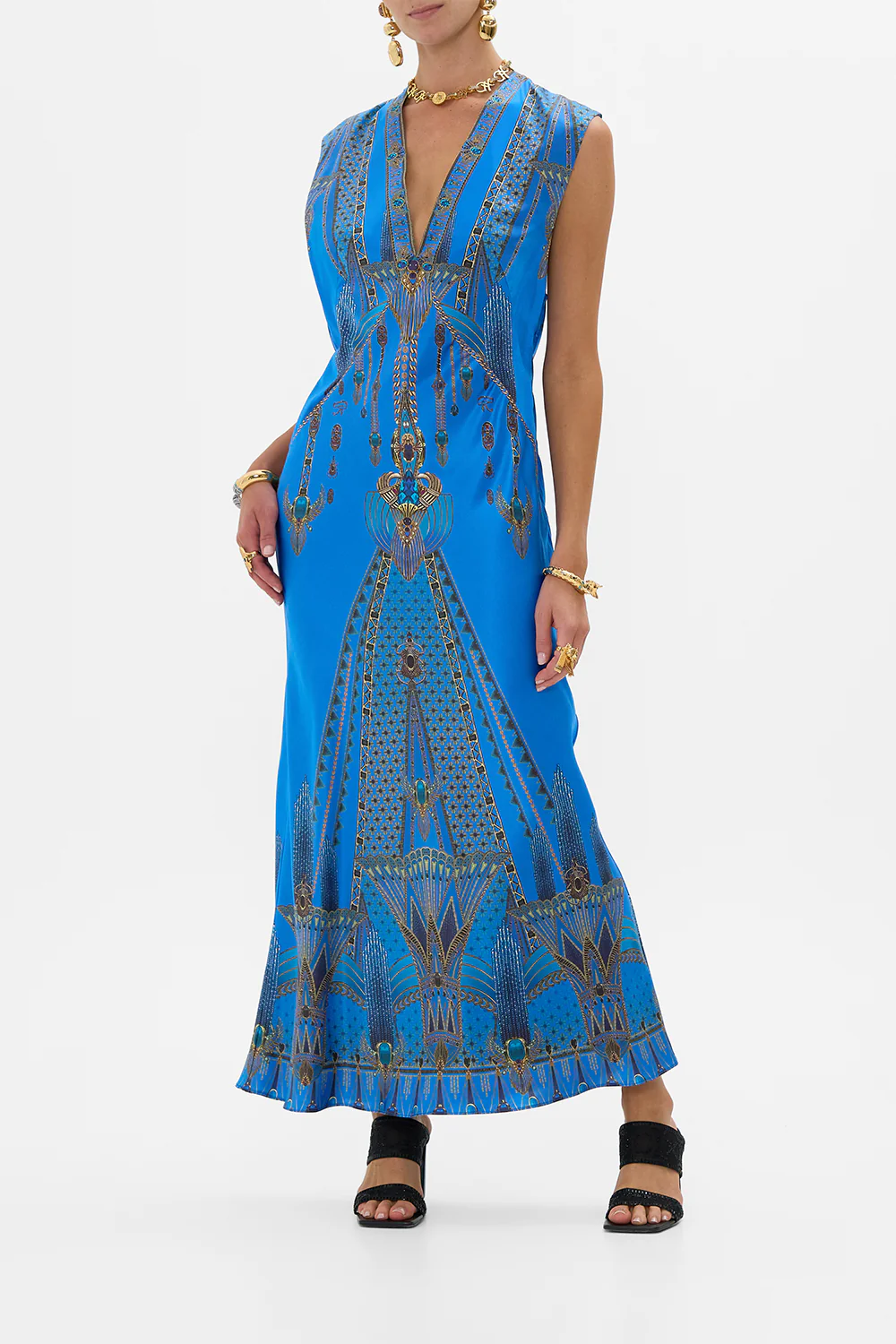 EXTENDED SHOULDER DRESS WITH T BACK ARCHIVAL REVIVAL