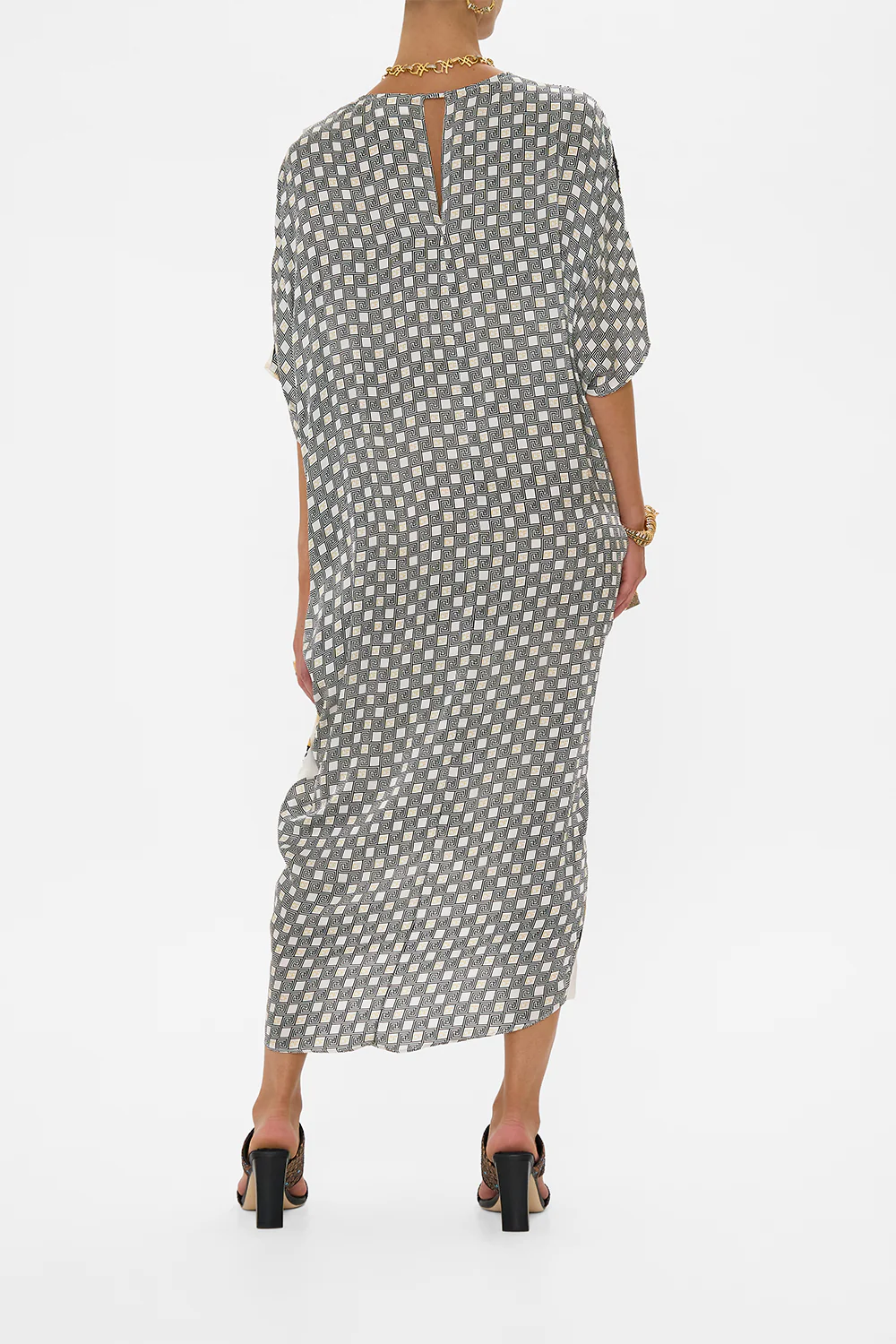 V NECK GATHERED SHOULDER DRAPED KAFTAN TEMPLES OF DENDARA - Image 2