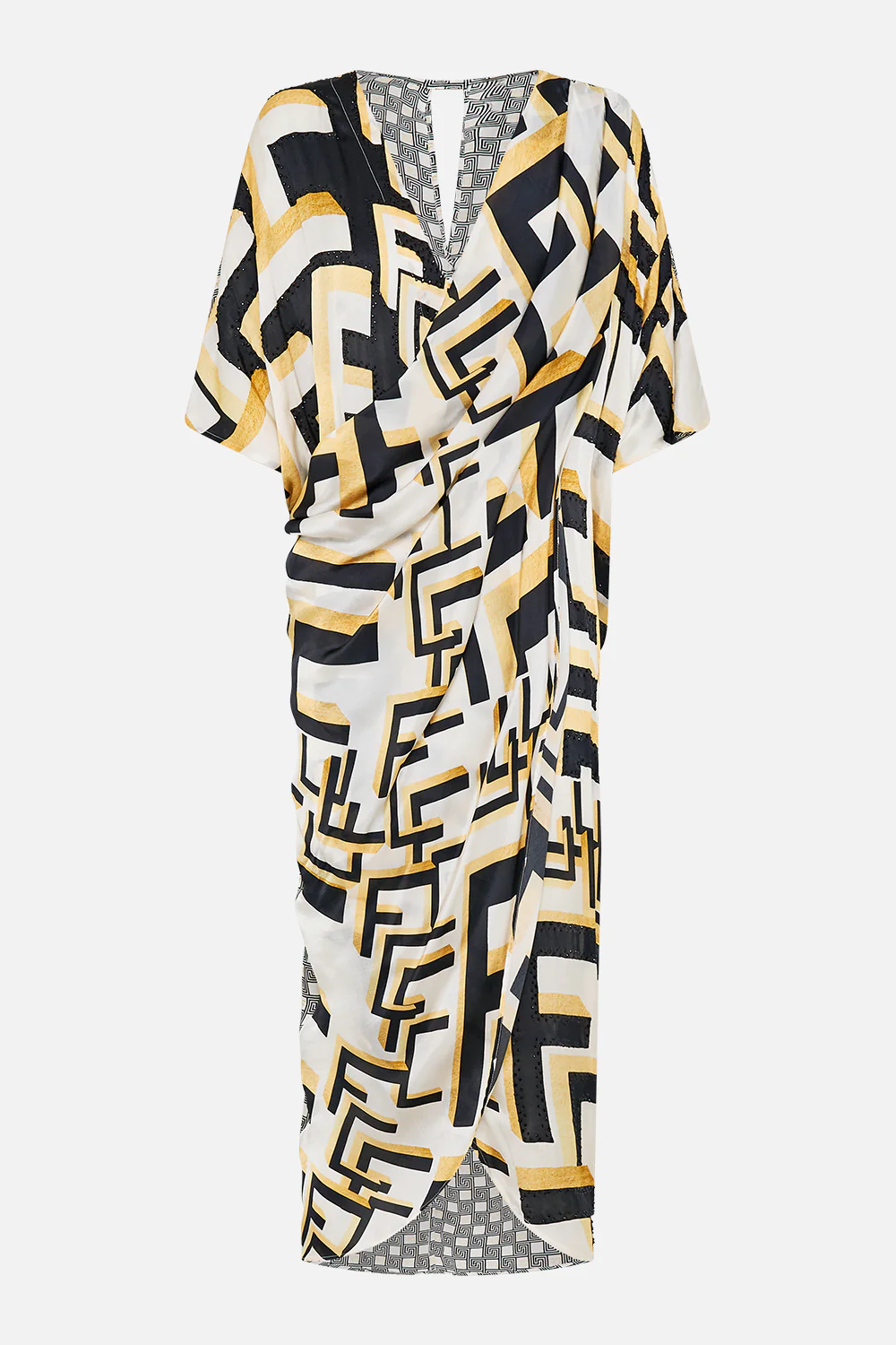 V NECK GATHERED SHOULDER DRAPED KAFTAN TEMPLES OF DENDARA - Image 3