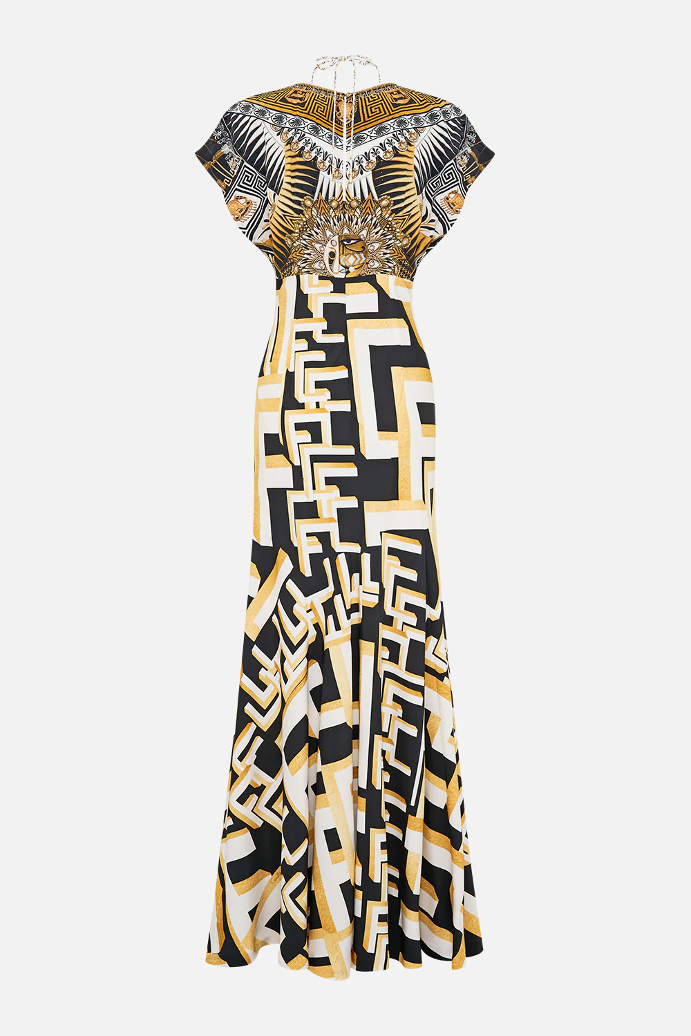 V NECK HARDWARE DRESS WITH NECK TIE TEMPLES OF DENDARA - Image 7