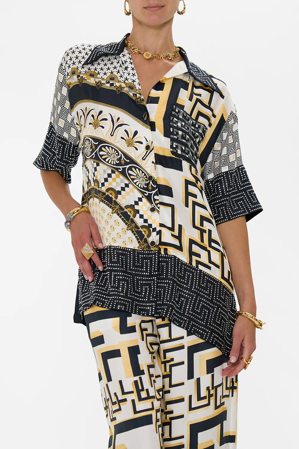 OVERSIZED SHIRT WITH POCKET TEMPLES OF DENDARA - Image 5