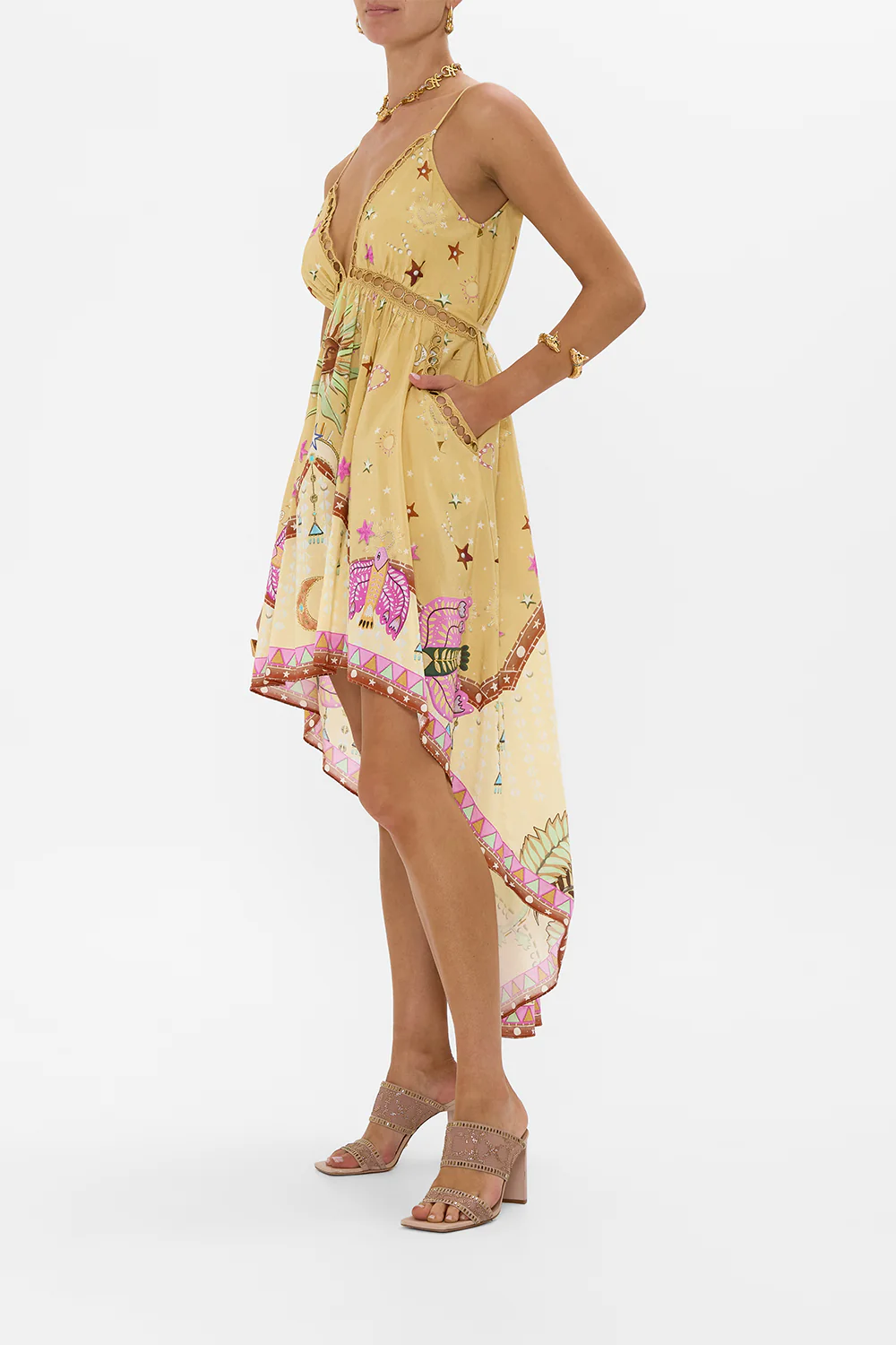 STRAPPY HIGH LOW DRESS WITH POCKETS ASWAN ABSTRACT - Image 4