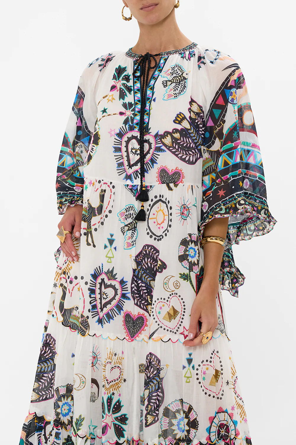 WIDE SLEEVE GATHERED DRESS NUBIAN WONDERLAND - Image 5