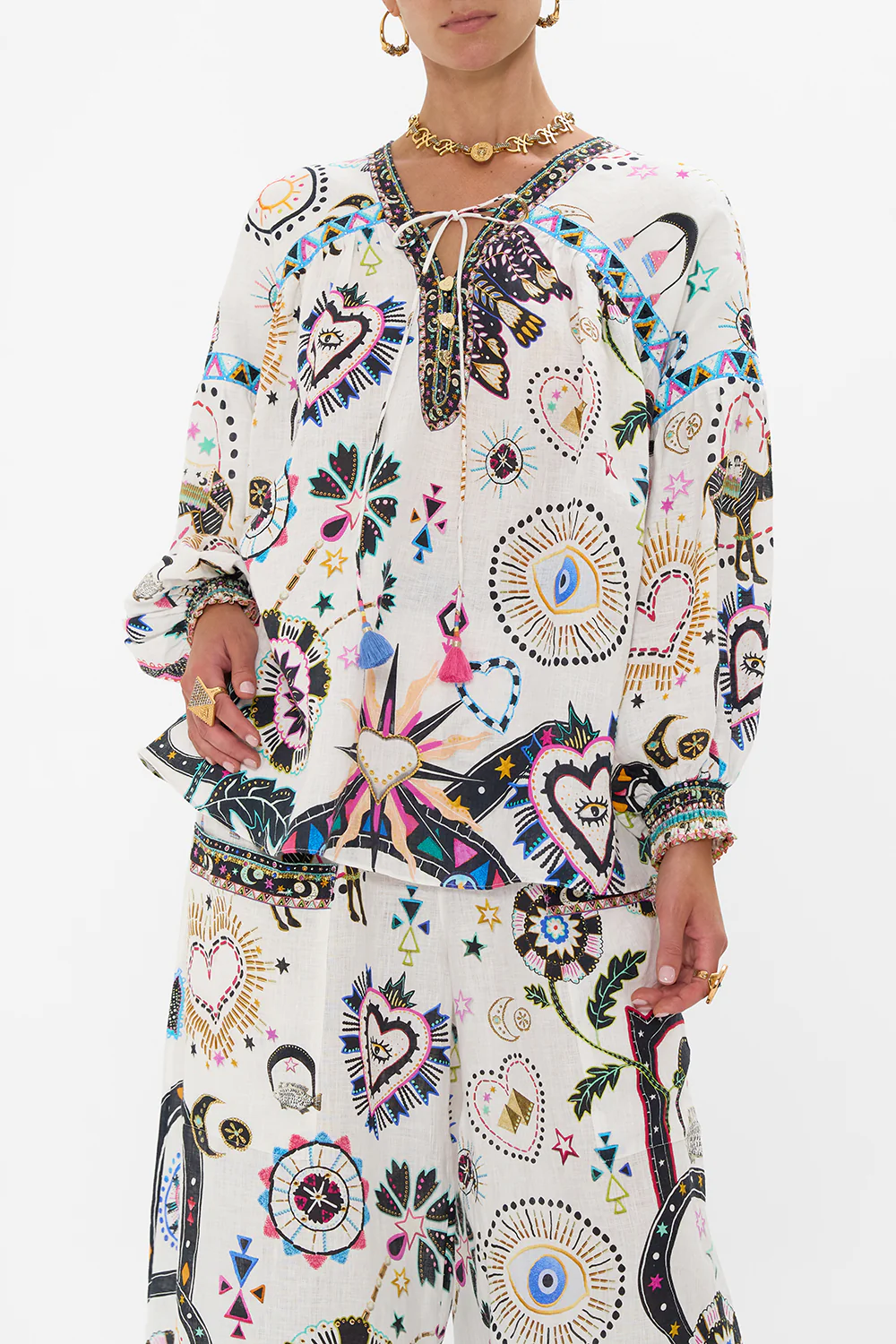 BLOUSON BLOUSE WITH NECK TIE NUBIAN WONDERLAND - Image 5