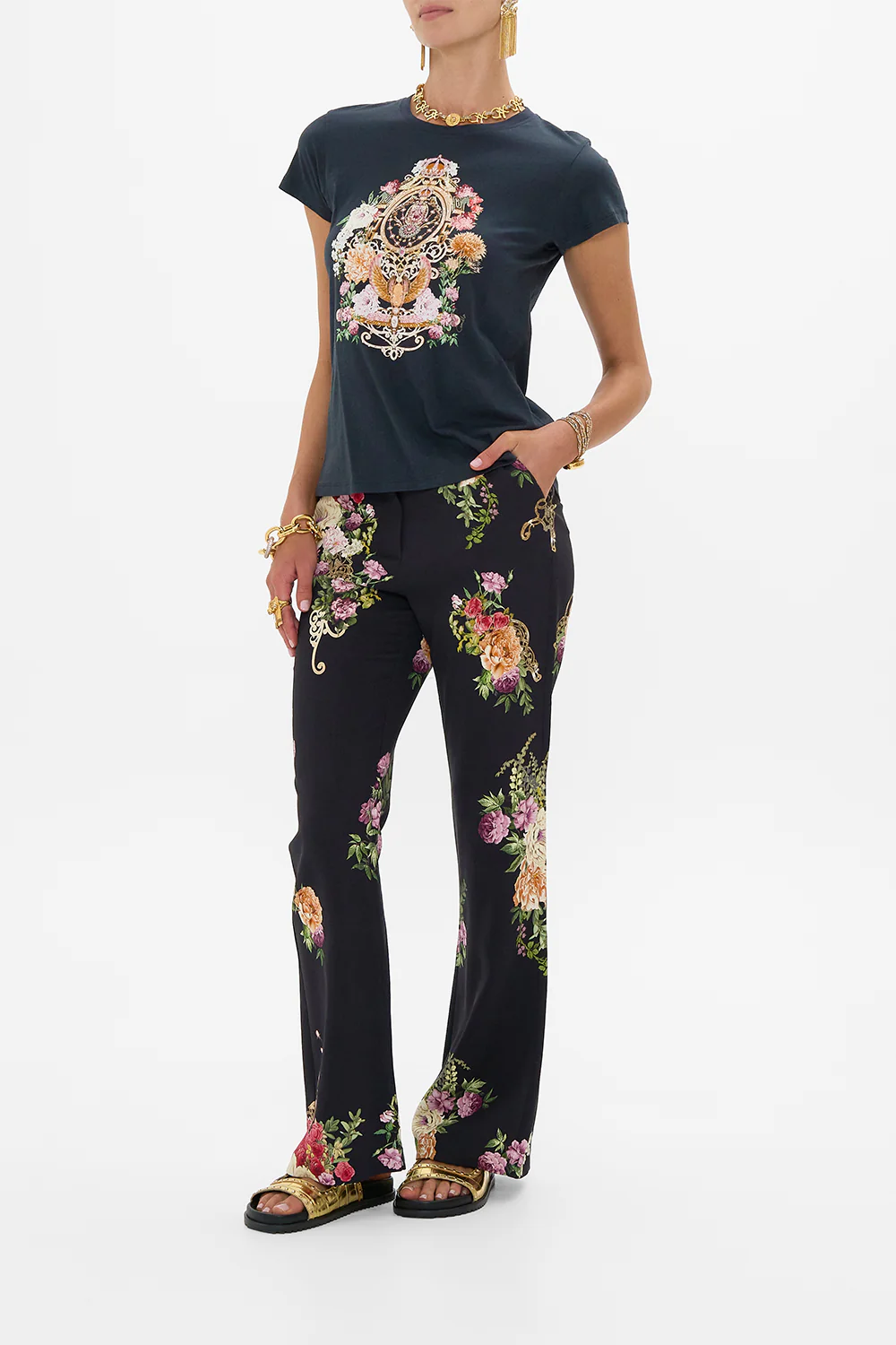 FULL LENGTH FLARED PANT ADORNED IN ALEXANDRIA - Image 4