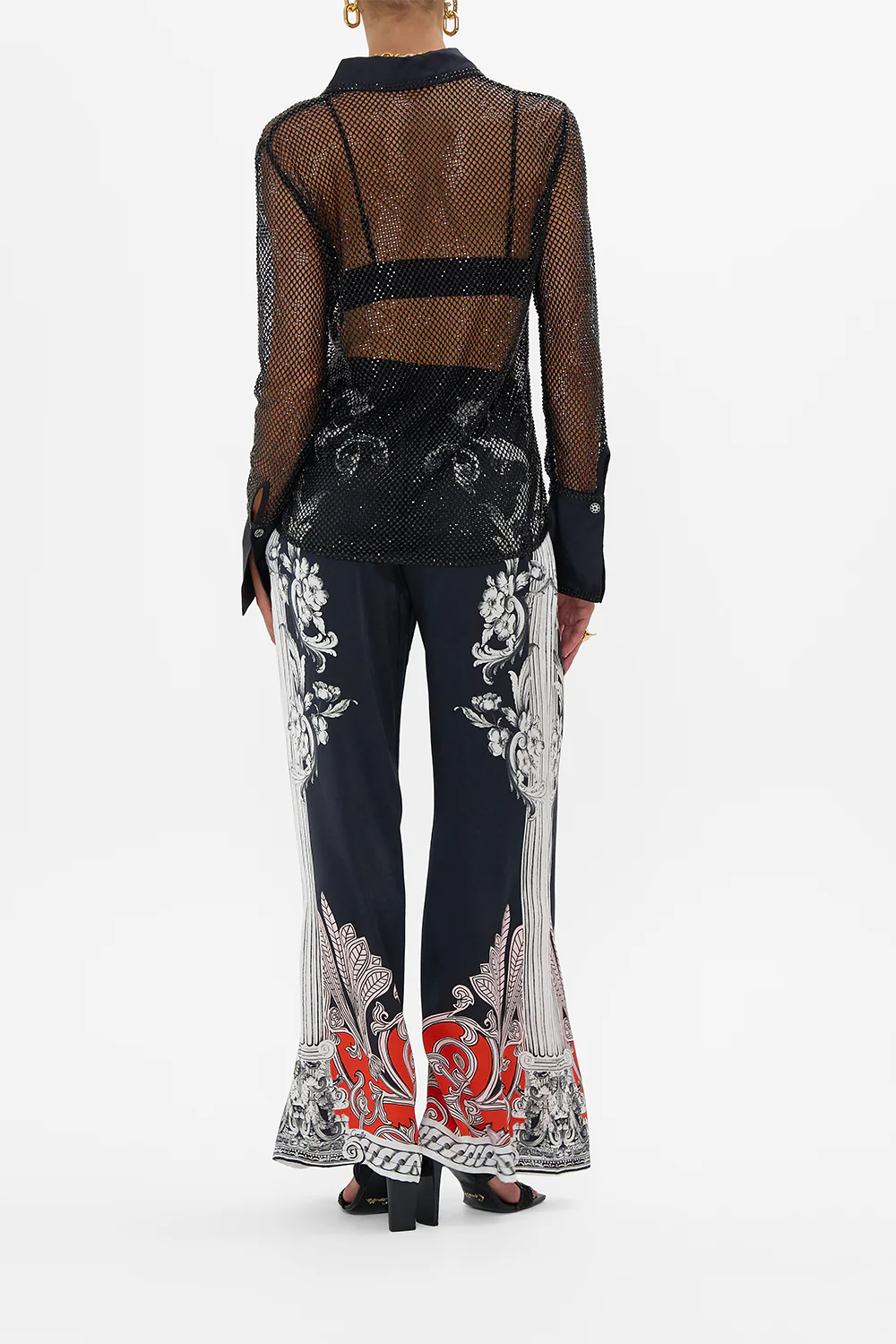 CRYSTAL MESH SHIRT WITH SILK CONTRAST MARK OF MEDUSA - Image 2