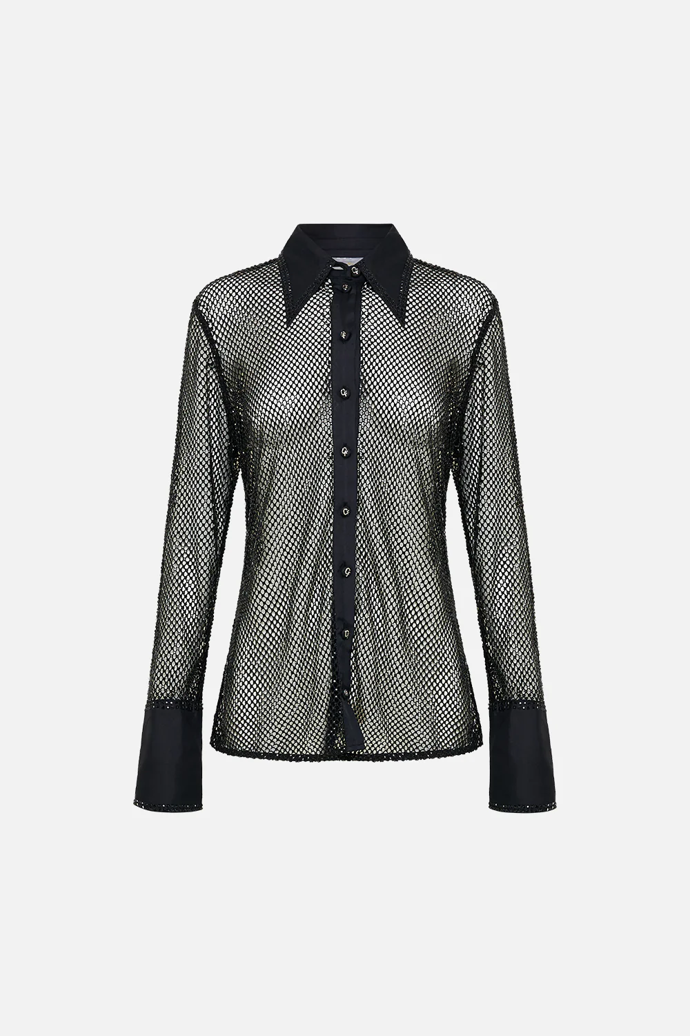 CRYSTAL MESH SHIRT WITH SILK CONTRAST MARK OF MEDUSA - Image 3