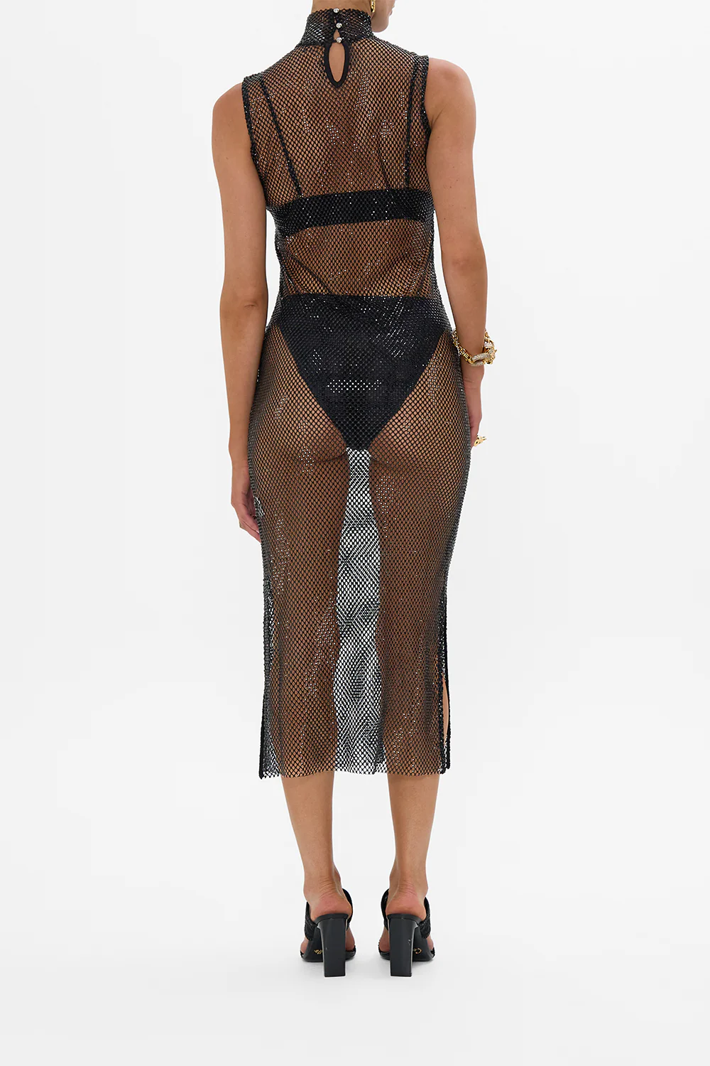 SLEEVELESS TURTLE NECK CRYSTAL MESH DRESS MARK OF MEDUSA - Image 2