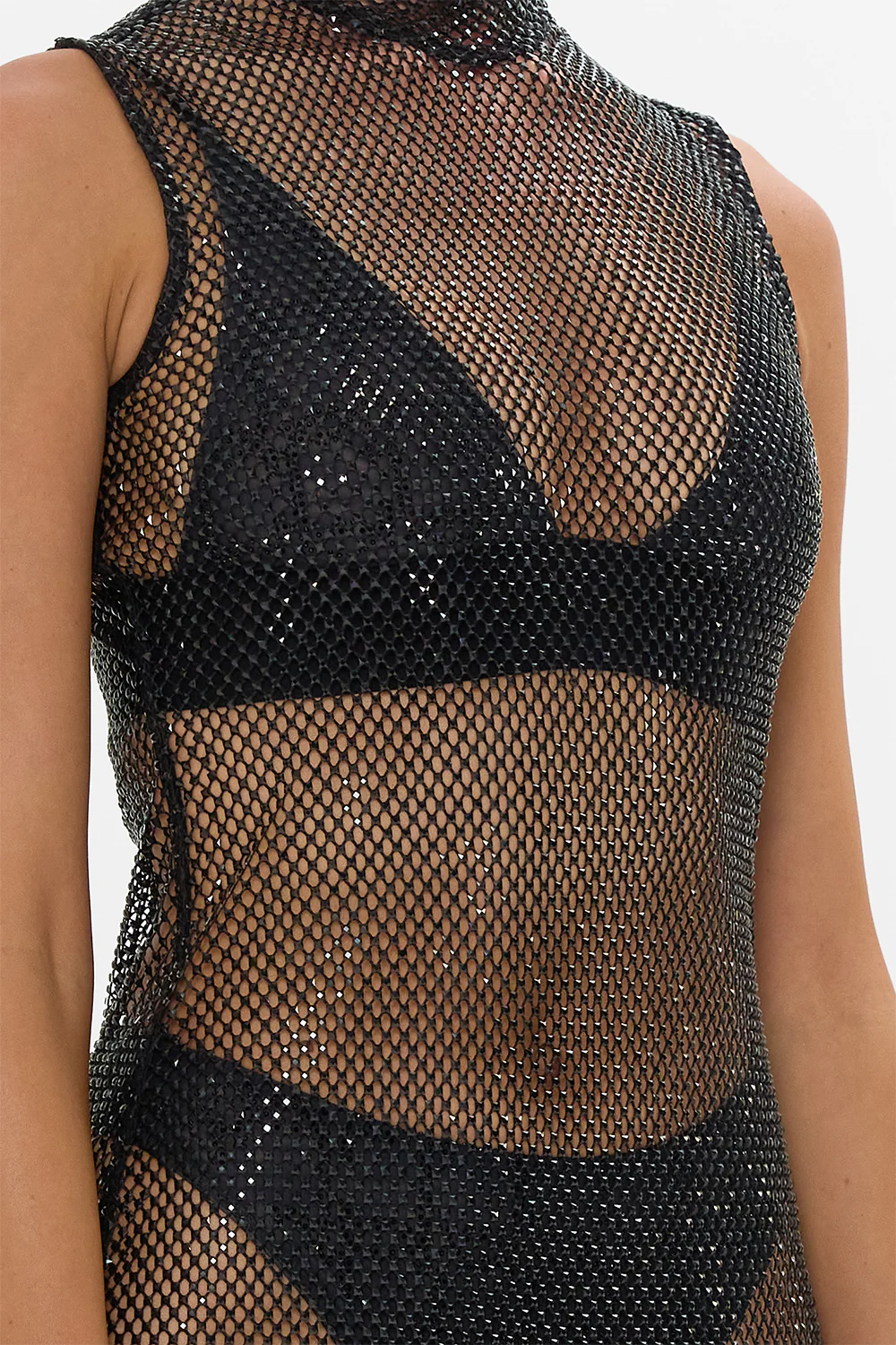 SLEEVELESS TURTLE NECK CRYSTAL MESH DRESS MARK OF MEDUSA - Image 6