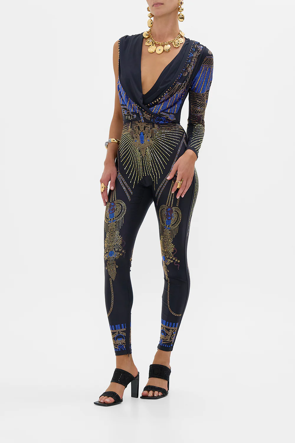 ONE SLEEVE HOODED CATSUIT SOLID BLACK - Image 4