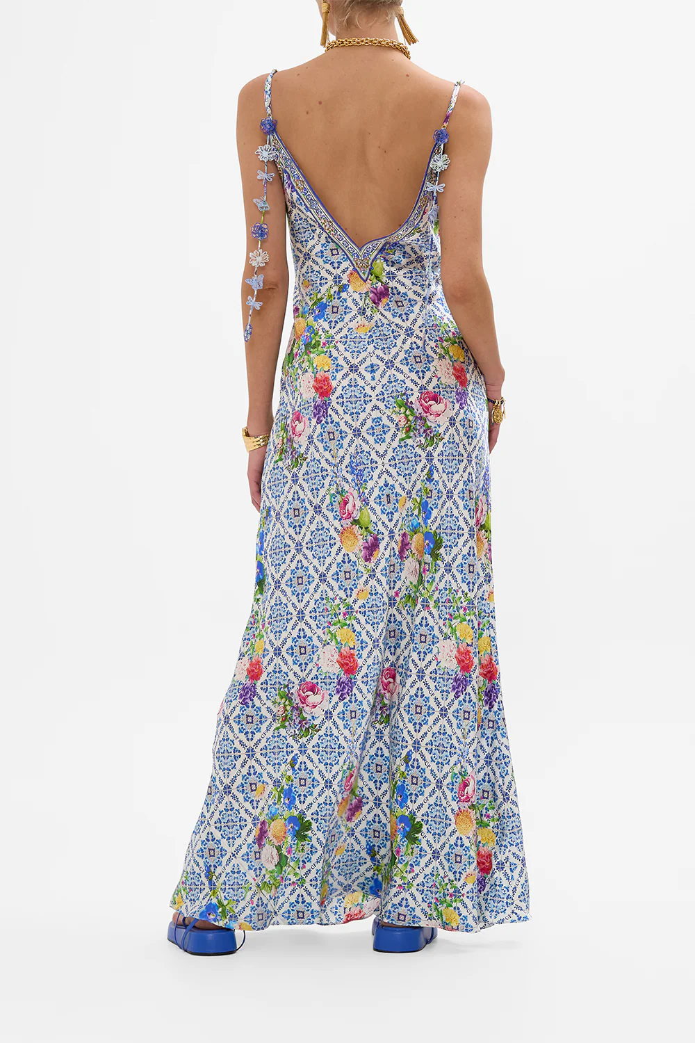V NECK FULL LENGTH BIAS SLIP DRESS WALL TO WALL WONDERS - Image 2