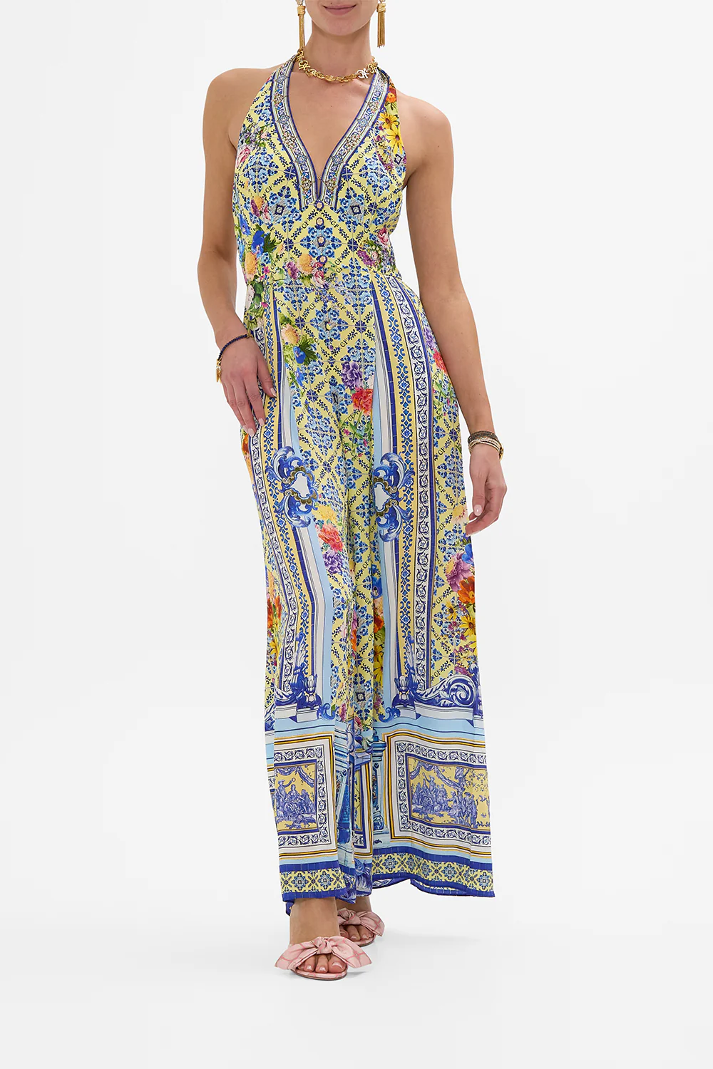 HALTERNECK JUMPSUIT WITH TIE NECK WALL TO WALL WONDERS