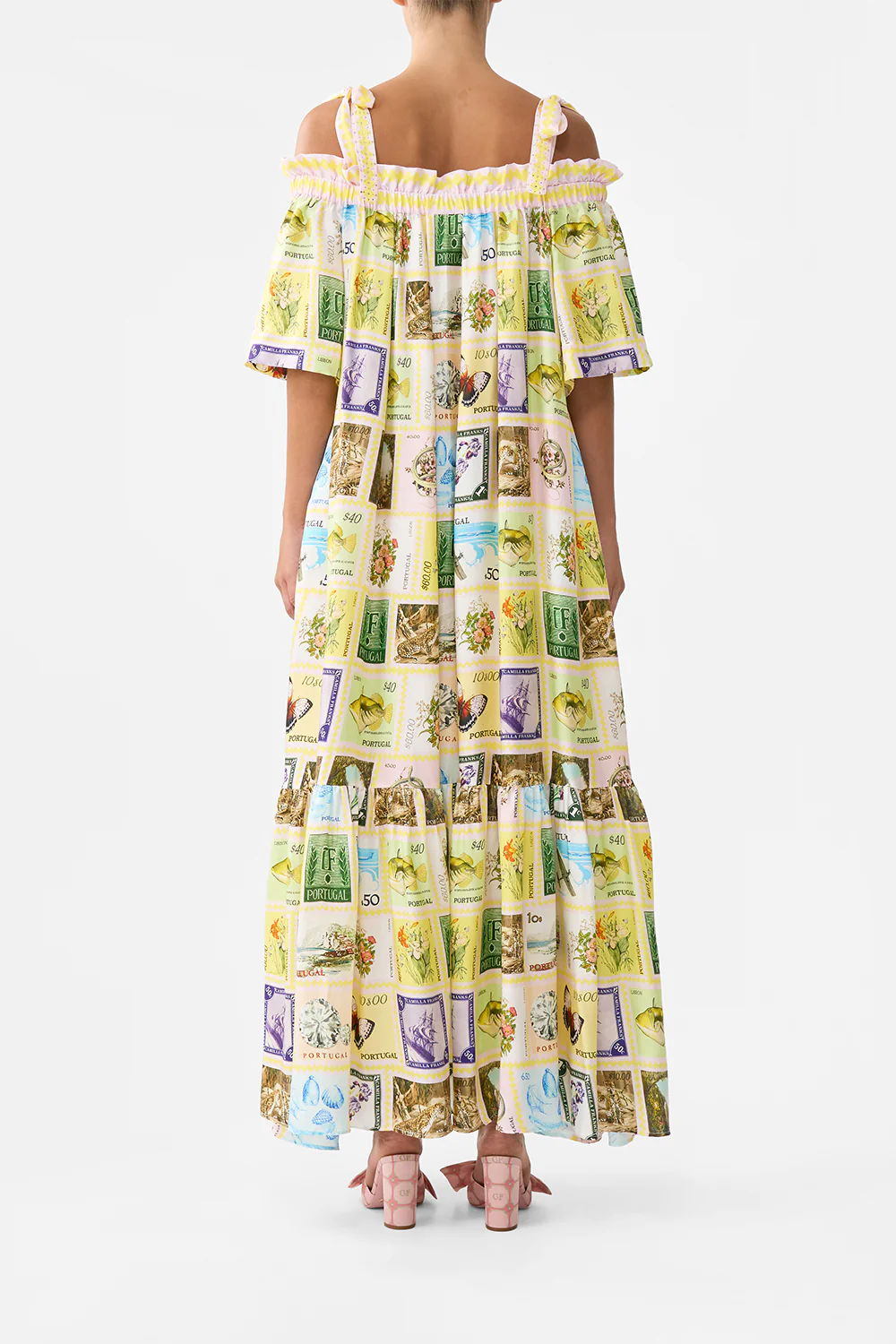 LONG OFF SHOULDER FRILL DRESS WITH STRAPS WITH LOVE FROM LISBON - Image 2