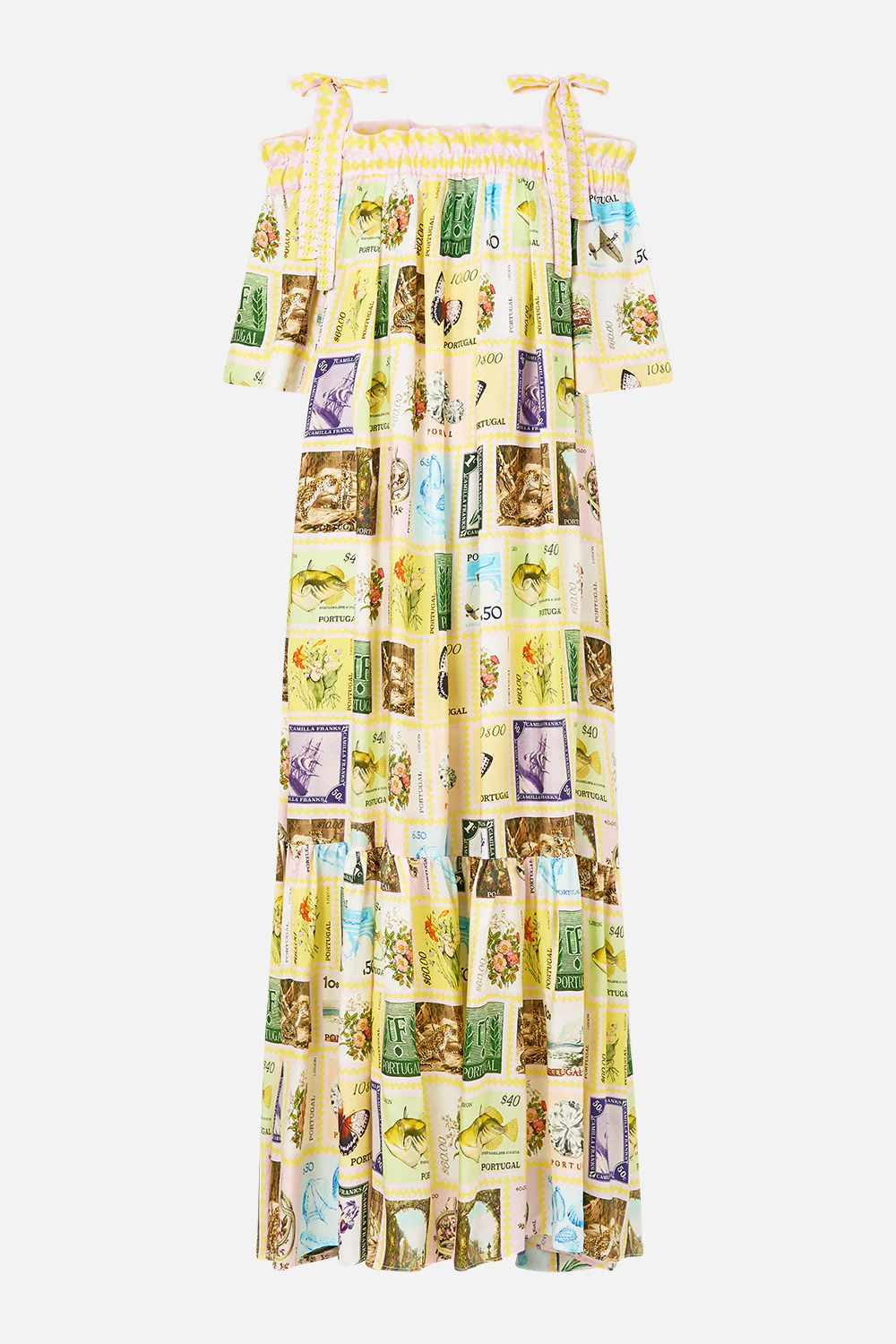 LONG OFF SHOULDER FRILL DRESS WITH STRAPS WITH LOVE FROM LISBON - Image 3