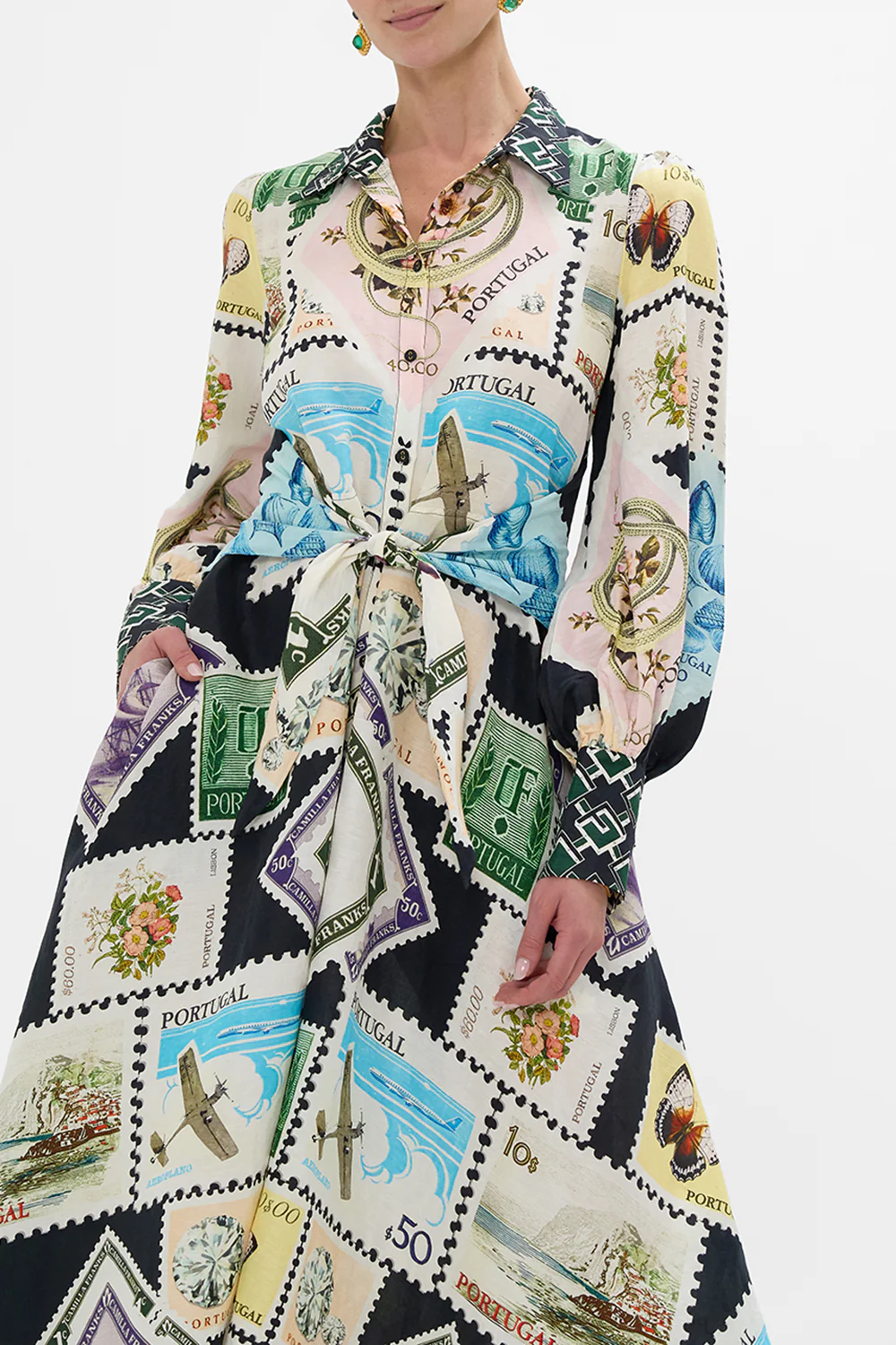WAIST TIE SHIRT DRESS MY PORTO PEN PAL - Image 5