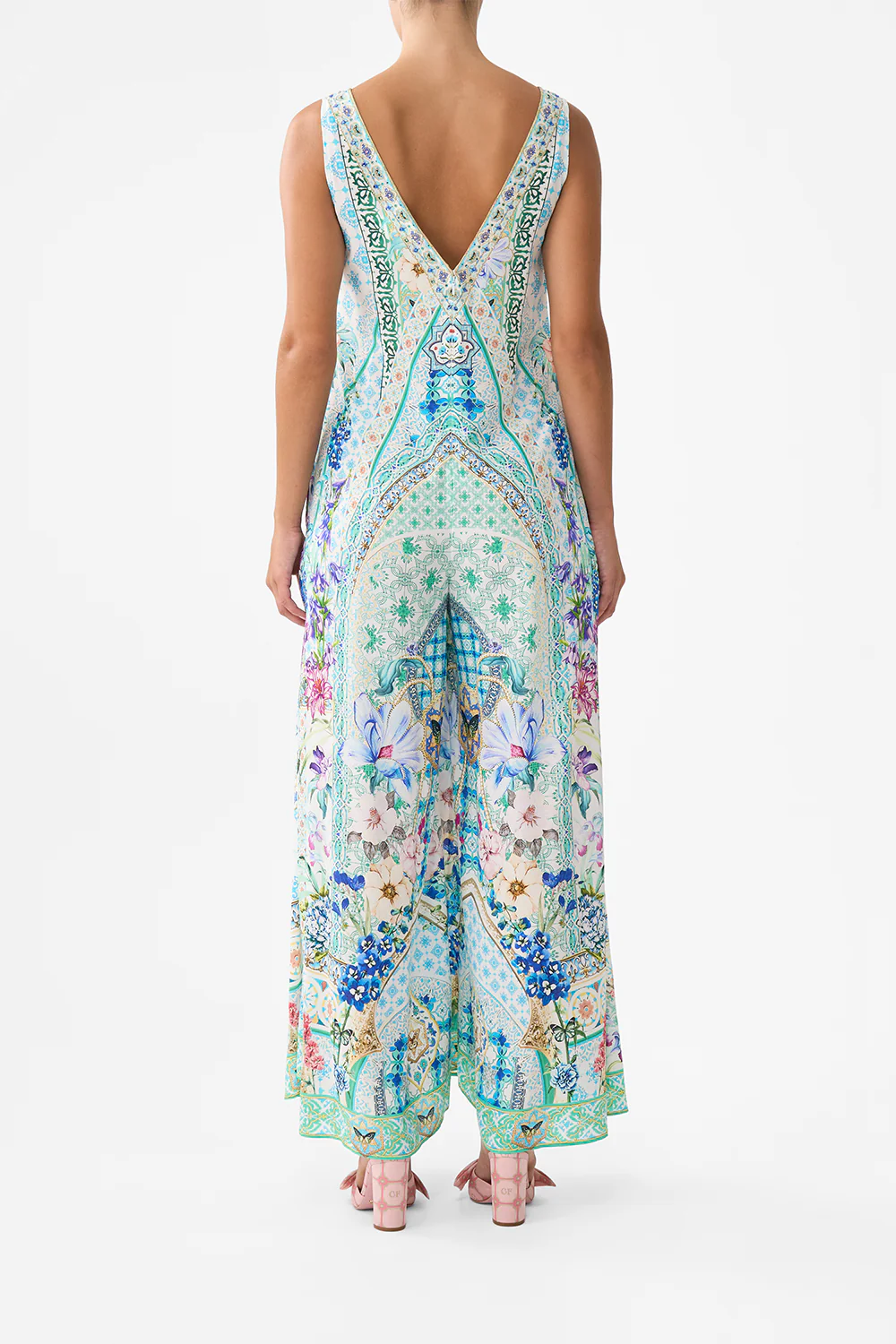 V NECK FLARED JUMPSUIT SUNRISE IN SINTRA - Image 2