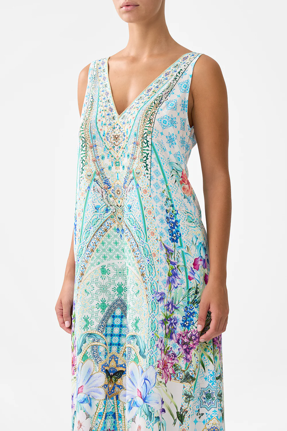 V NECK FLARED JUMPSUIT SUNRISE IN SINTRA - Image 5