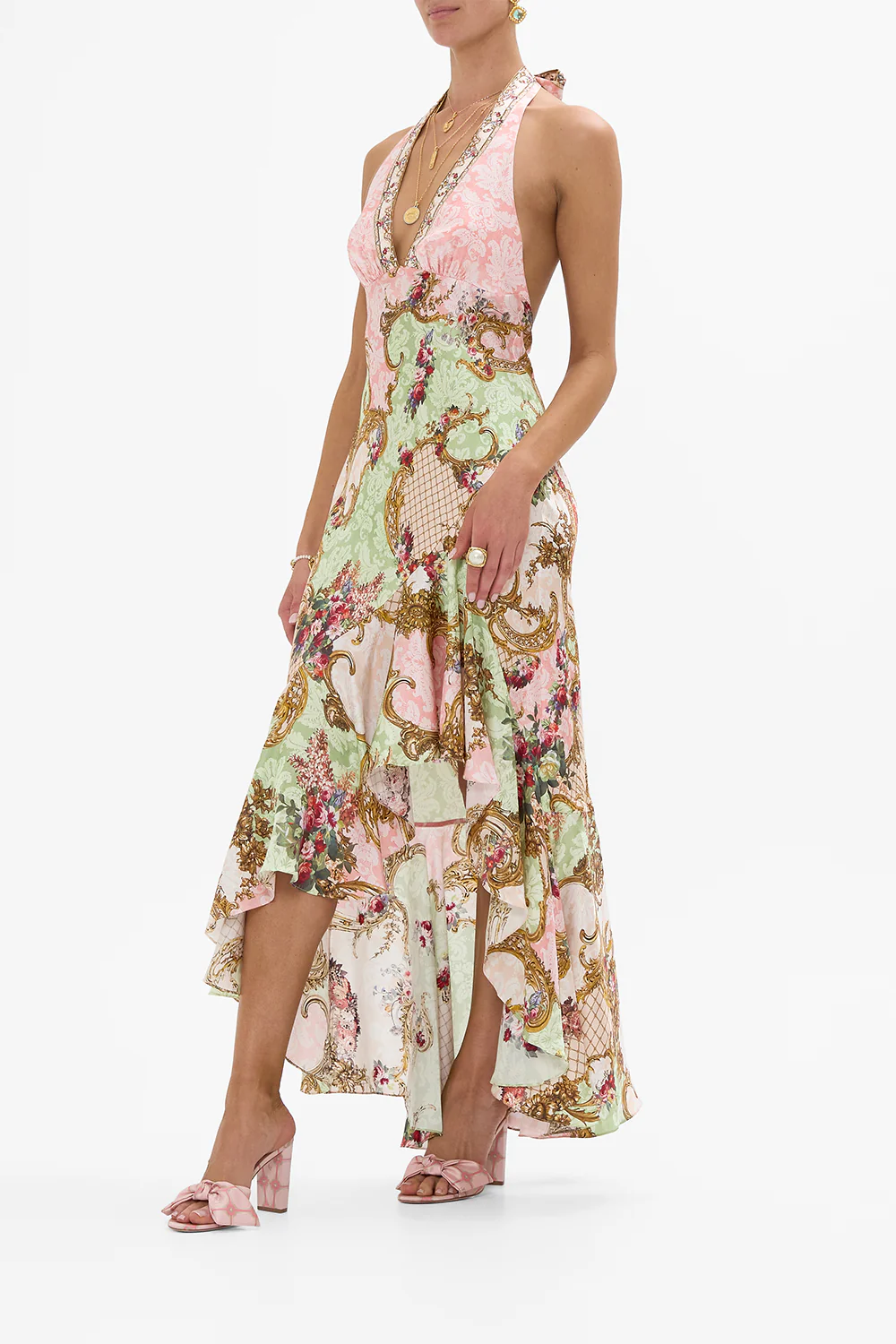 BIAS HALTER DRESS WITH RUFFLE HEM THE QUEENS QUARTERS - Image 4