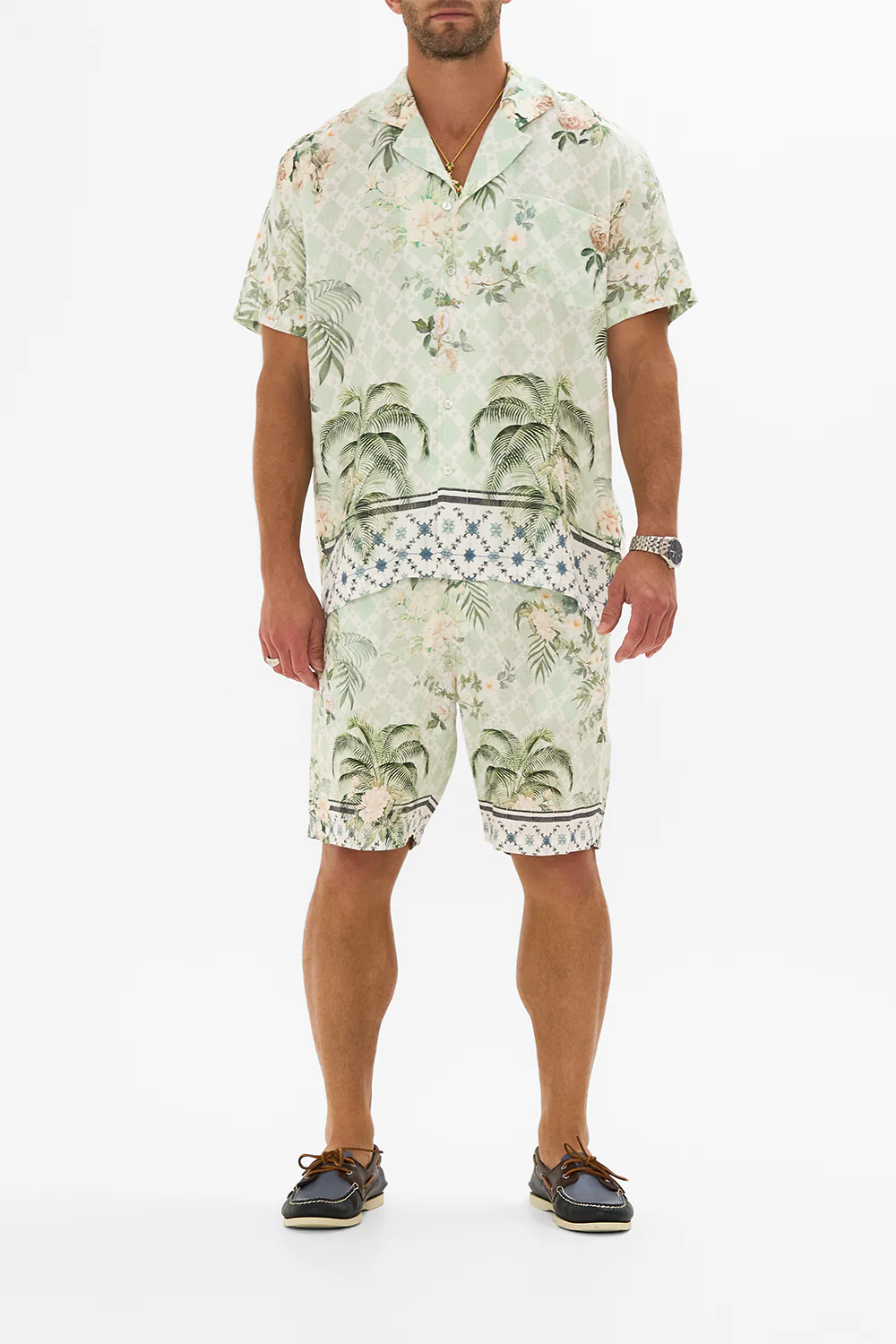 RELAXED FIT CAMP-COLLAR SHORT SLEEVE SHIRT JARDIM PARTY