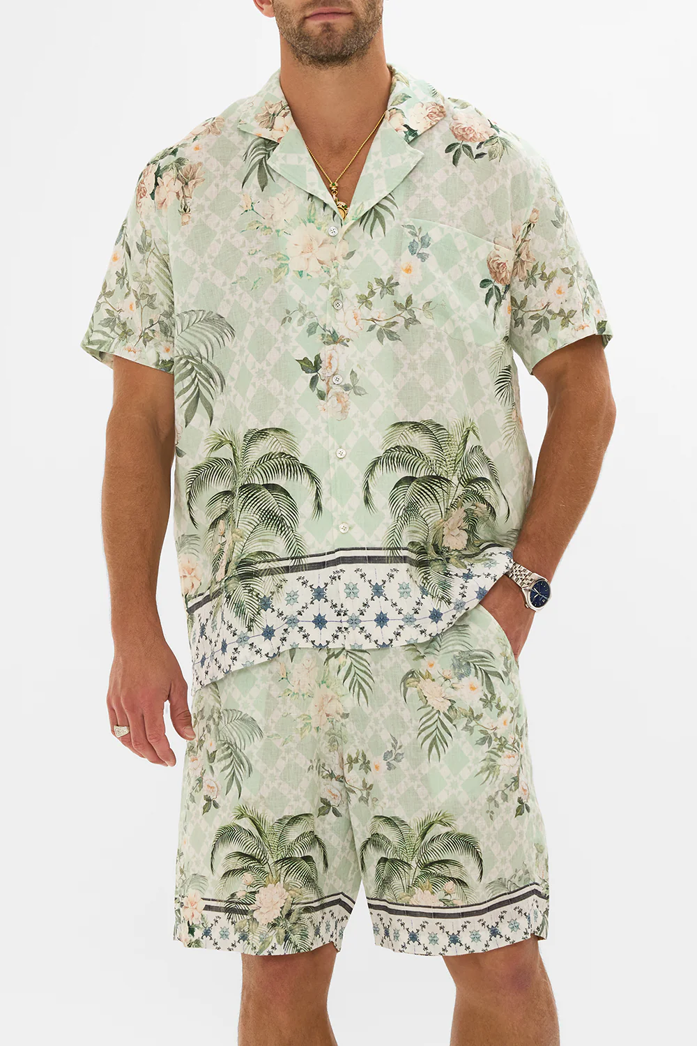 RELAXED FIT CAMP-COLLAR SHORT SLEEVE SHIRT JARDIM PARTY - Image 5