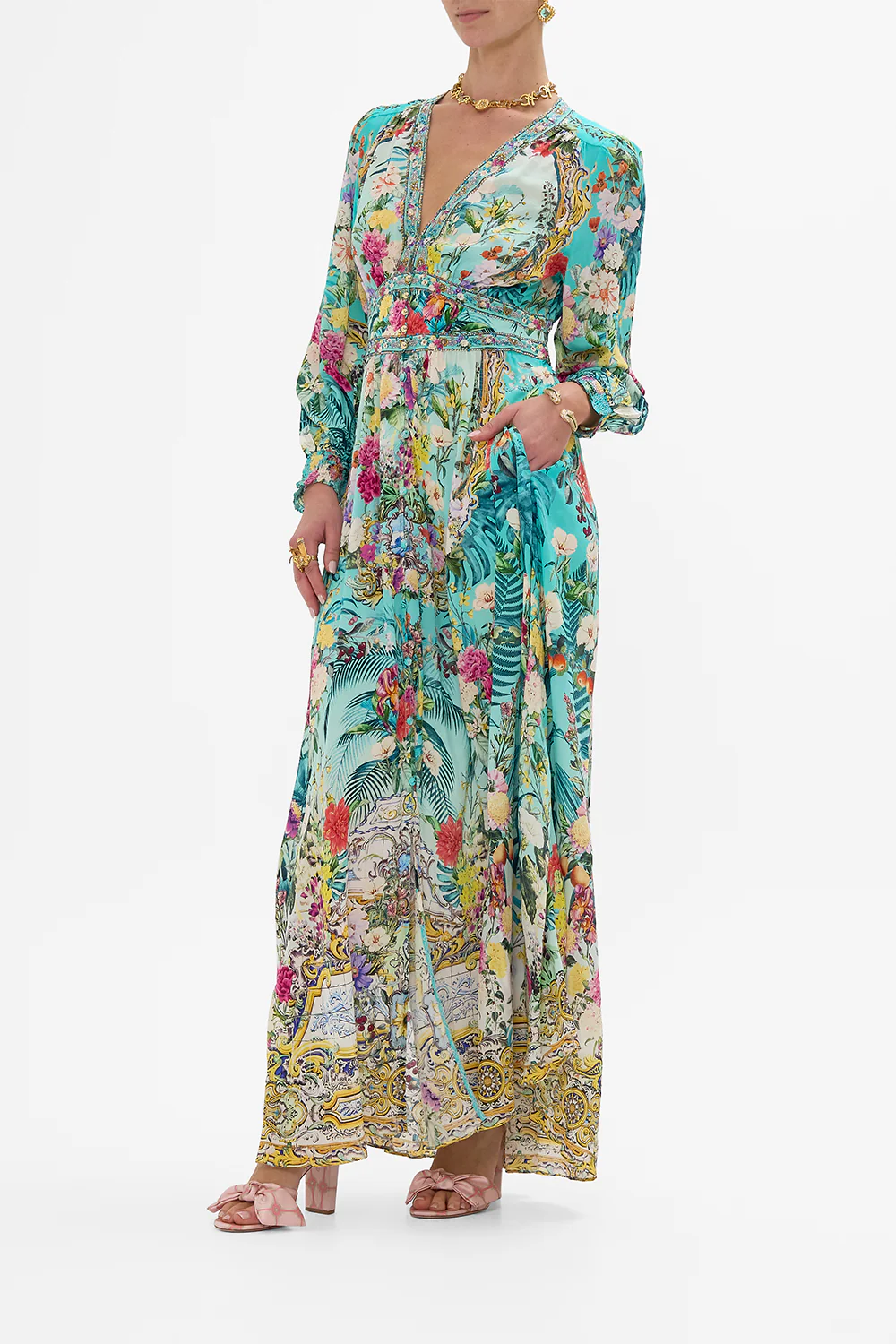 BUTTON DRESS WITH SHAPED WAISTBAND GARDENS OF QUELUZ - Image 4