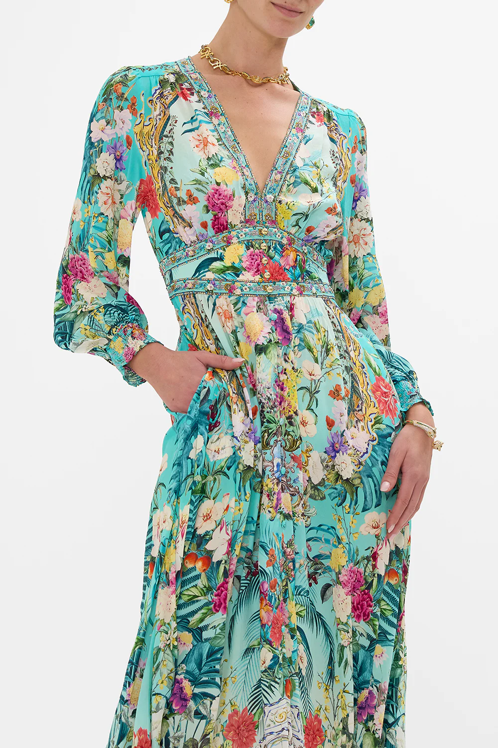 BUTTON DRESS WITH SHAPED WAISTBAND GARDENS OF QUELUZ - Image 5
